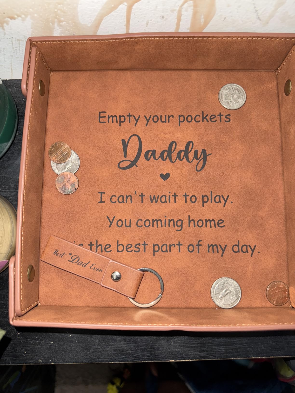 Gifts for Boyfriend, Husband, Romantic Gifts for Him, Mens Birthday Gifts Idea - Premium PU Leather Valet Tray - Best Mens Gifts for Birthday Anniversary Christmas Valentines customer photo 2