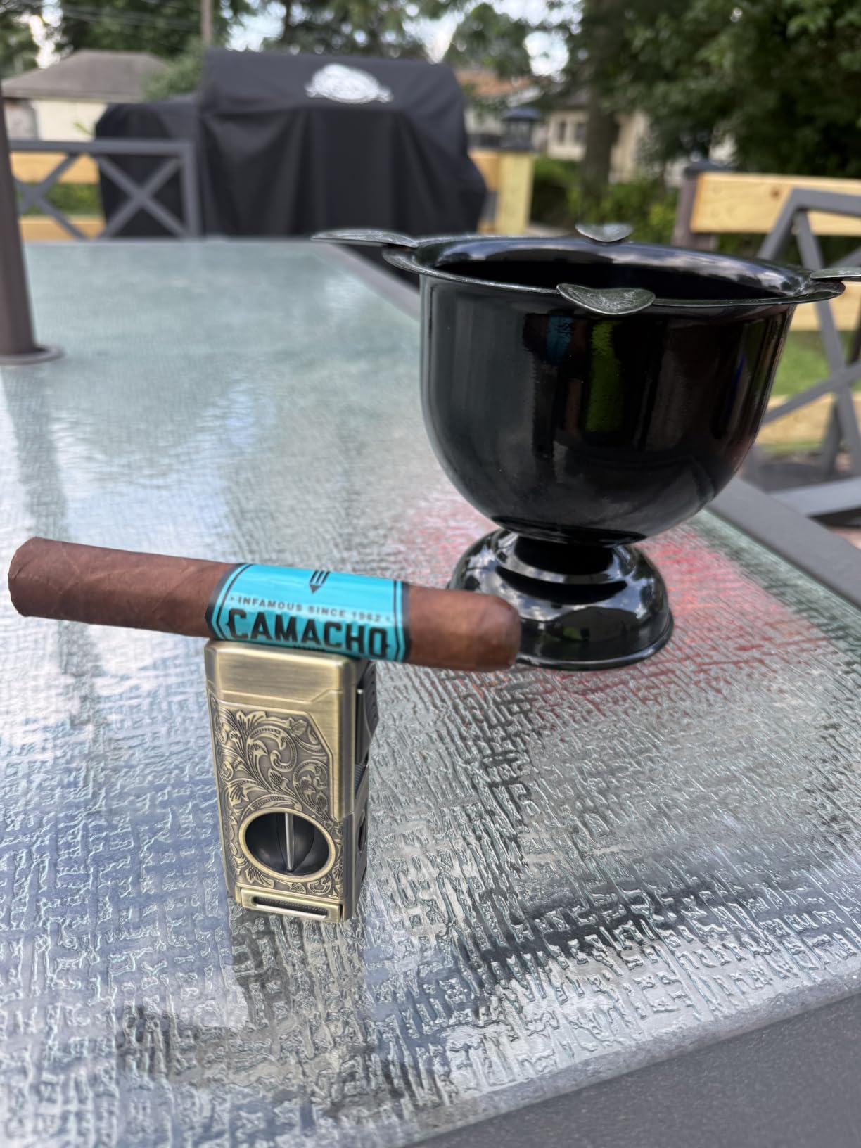 Cigar Lighter, 4 Jet Flame Torch Lighter, Refillable Butane Lighter with Cigar Cutter V Cut Cigar Punch Cigar Holder Cigar Draw Enhancer, Great Cigar Accessories Cool Lighters for Smoking in Gift Box customer photo 1