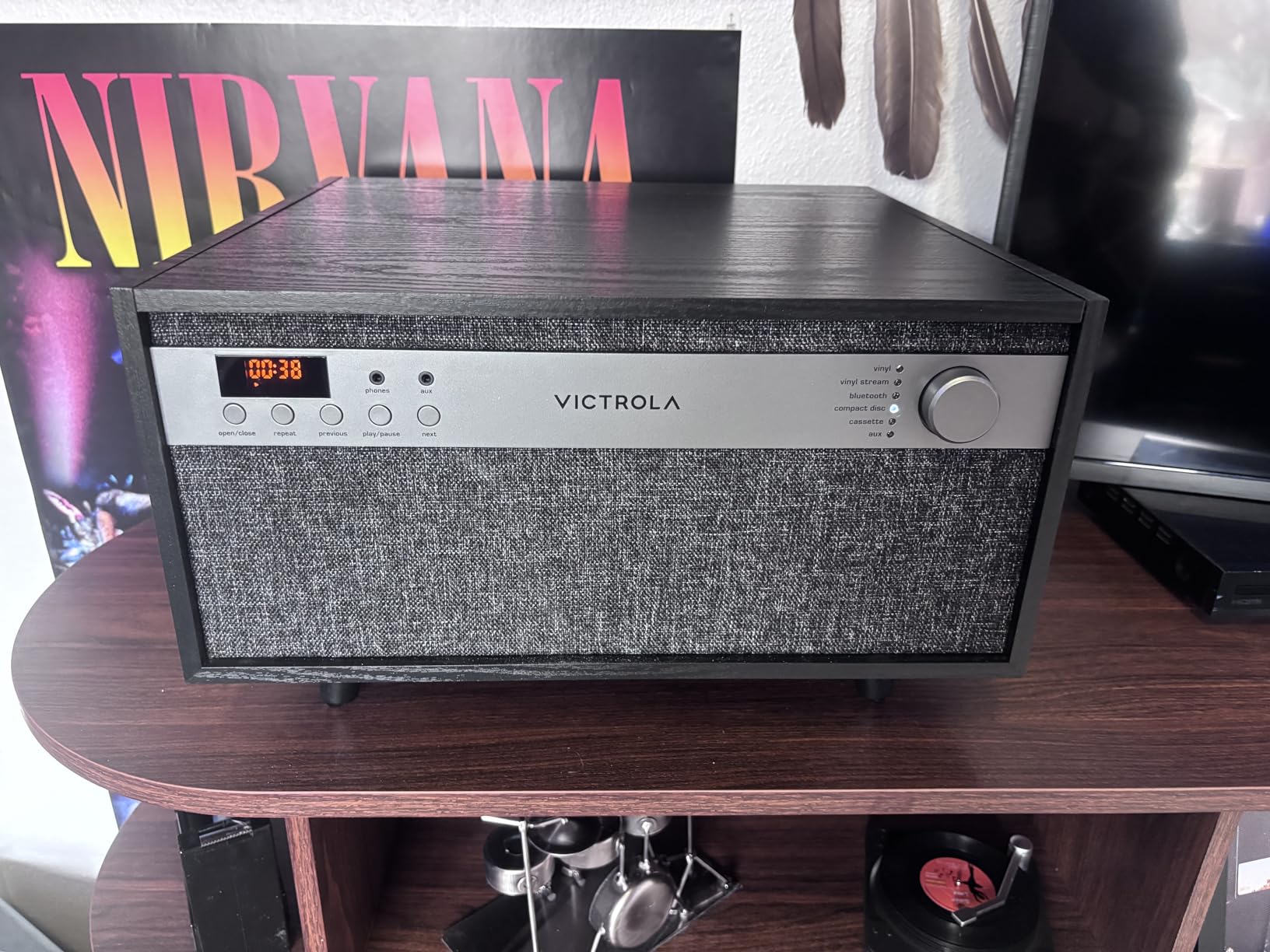 Victrola Century - 6-in-1 Bluetooth Record Player - Walnut | Mid-century music center plays vinyl, CD, cassette and aux, VINYLSTREAM streams records to Bluetooth speakers customer photo 1