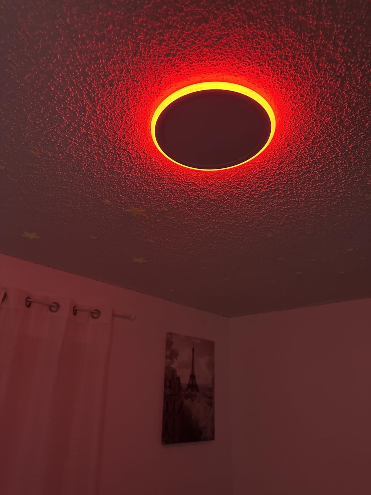 BLNAN Smart RGB LED Flush Mount Ceiling Light with Remote, 13 Inch 24W Dimmable Color Changing Low Profile Wired White Fixture, Works with Alexa Google Home App for Bedroom Living Kids Room Party customer photo 1
