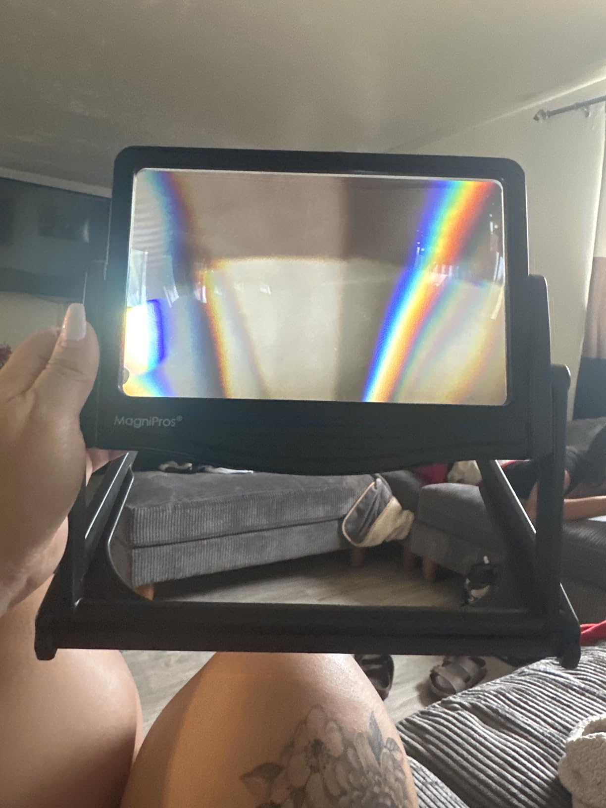 MAGNIPROS Patented 5X Large LED Page Magnifier with Detachable Stand | Eye Caring 3 Color Light Modes & Anti-Glare Lens to Reduce Eye Strain-Ideal for Reading Fine Print, Crafting, Low Vision Seniors customer photo 2
