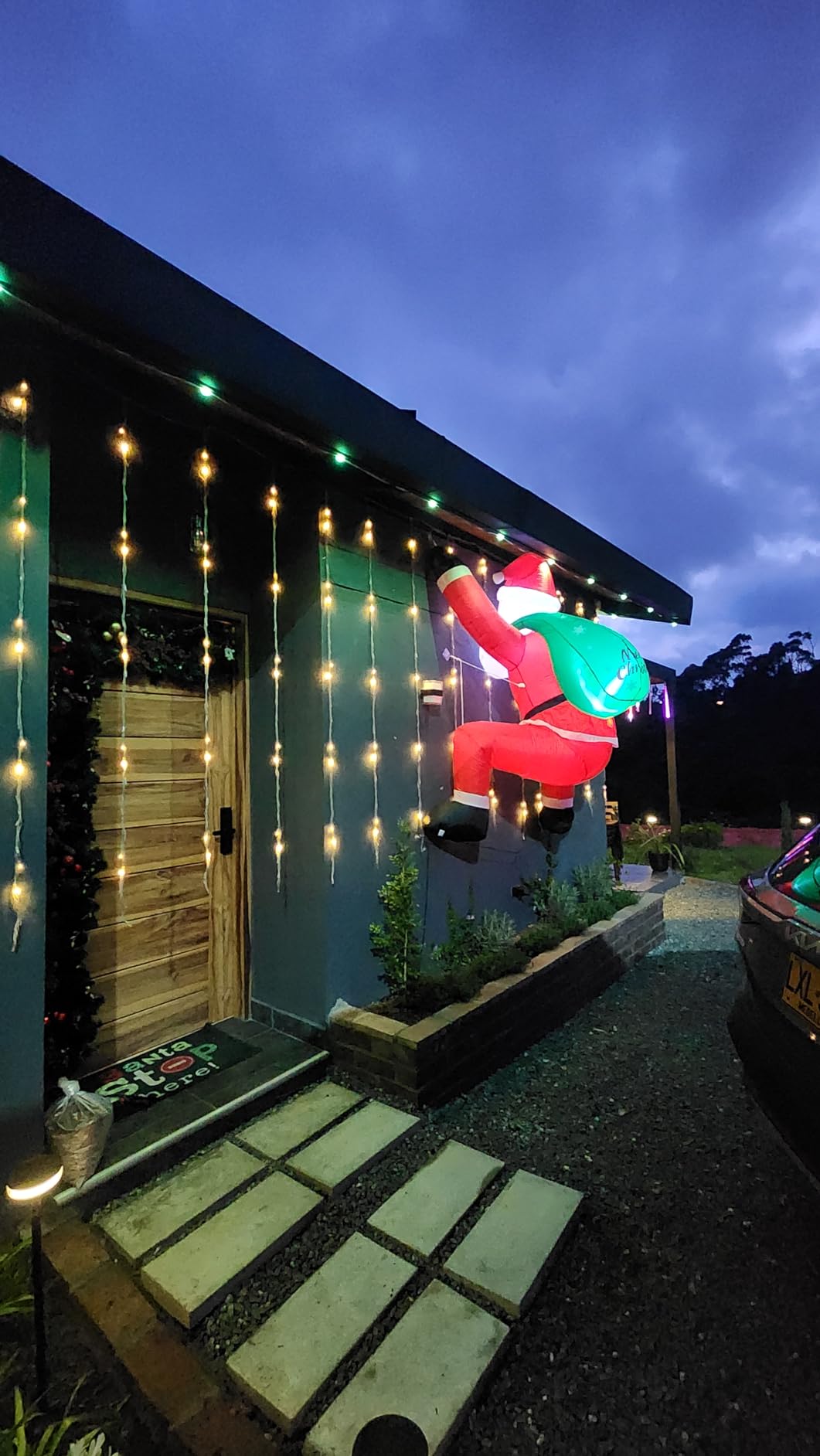 6FT Christmas Inflatable Decorations Hanging Santa Built-in Bright LEDs, Climbing Santa Claus with Gift Bag Christmas Roof Blow Up Yard Inflatables Decoration for Window Wall Outdoor Xmas New Year customer photo 1
