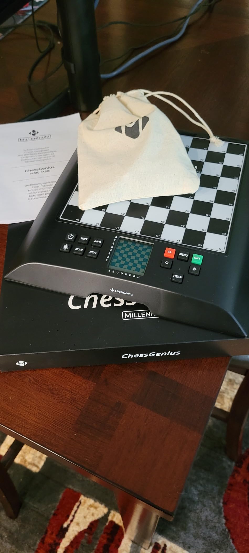 Millennium ChessGenius Electronic Chess Board M810 - Play Against Built-in AI, Adjustable Difficulty Levels, Magnetic Pieces, Portable Chess Computer for All Skill Levels | 2050 ELO ChessGenius engine, 2024 speed upgrade, magnetic pieces, backlit LCD hints and tutorials, no app or subscription customer photo 2
