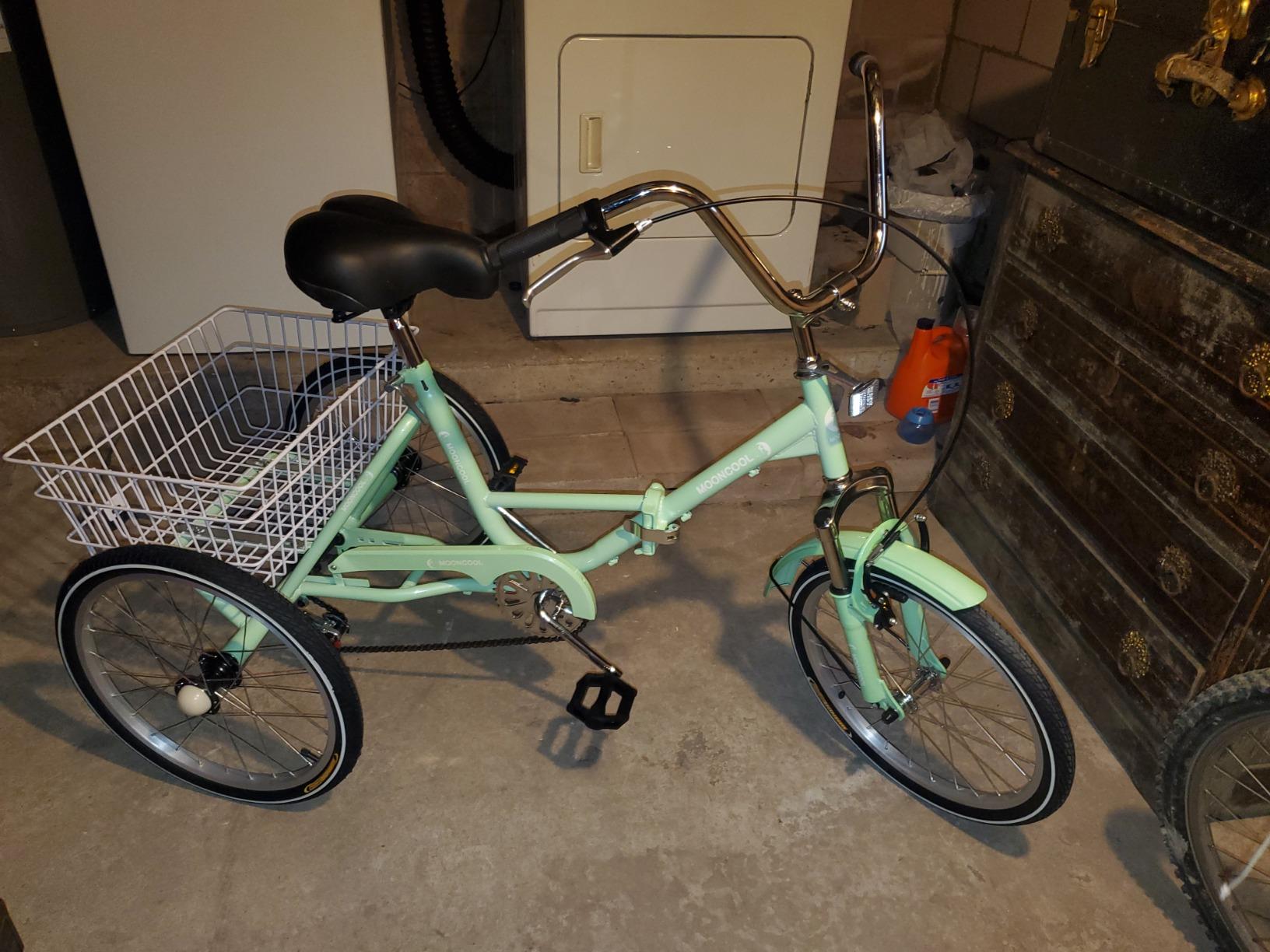 Slsy Adult Folding Tricycle, 20/24/26 Inch Foldable Trike, 3 Wheel Bikes | 7 Speed, Low Step-Through Frame, Front Suspension, Large Rear Basket, 350 lbs Capacity, for Adults and Seniors customer photo 2