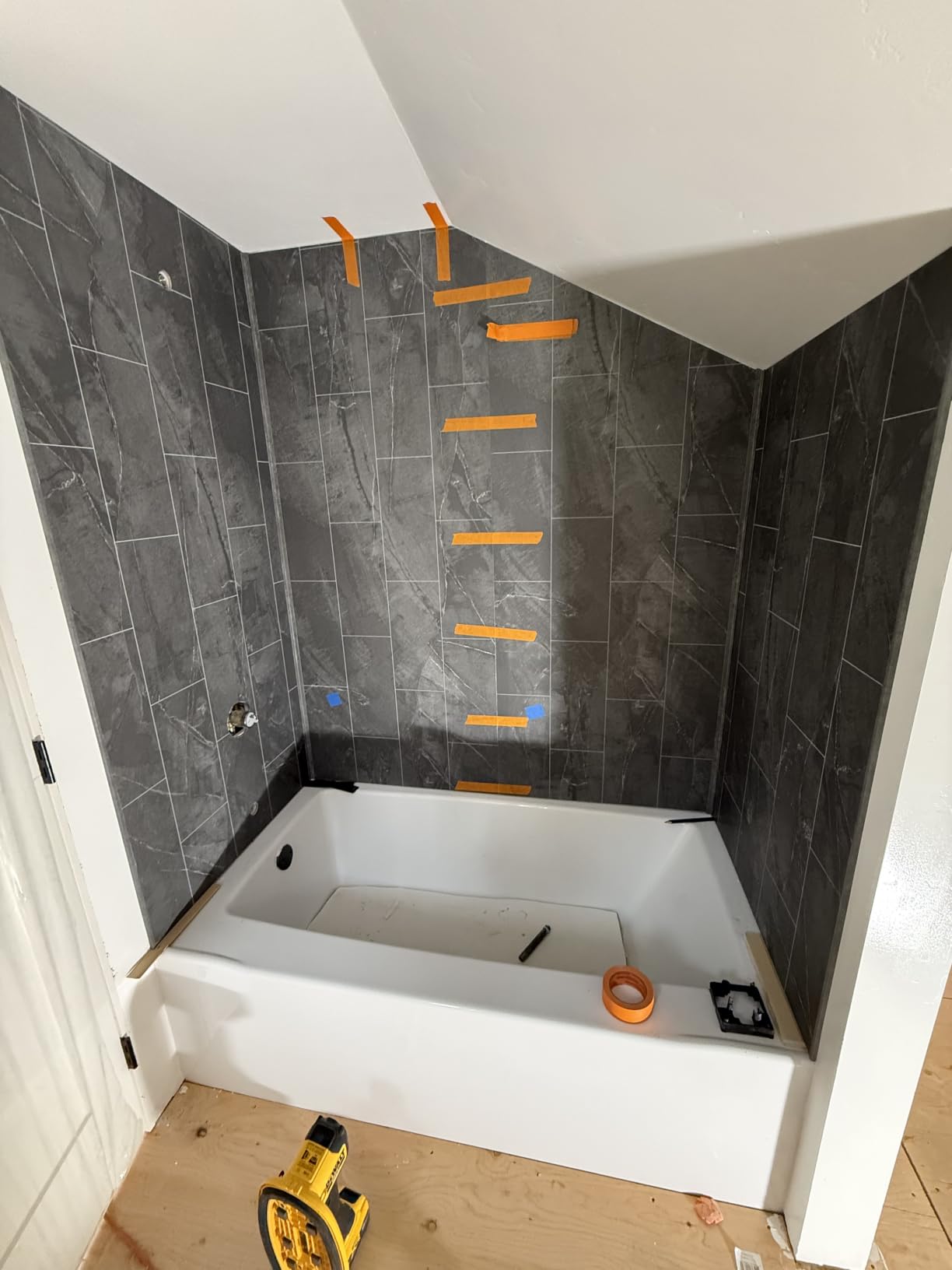 Palisade Vinyl Shower Surround Kit 78in x 60in x 36in, Urban Glacier | Waterproof PVC wall panels, grout-free design, bathroom renovation, coordinating trim, shelves, adhesive and sealant included customer photo 1