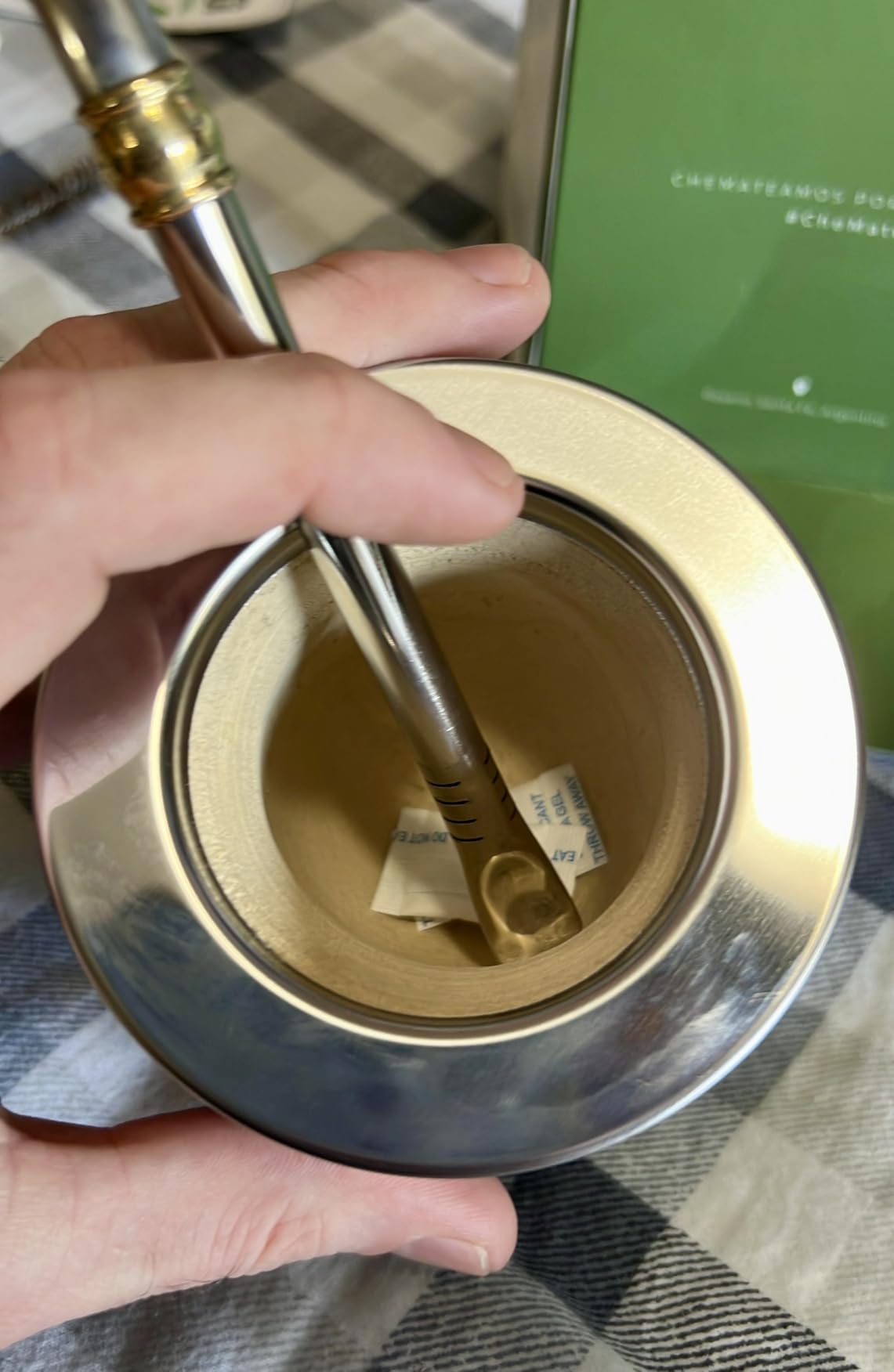 Premium Argentina-Uruguay Yerba Mate Cup and Bombilla Set, Organic Gourd Tea Mug with Steel Straw (Bombilla) and Cleaning Brush, Handcrafted for Loose Leaf Yerba Mate Tea - Imperial Version customer photo 2
