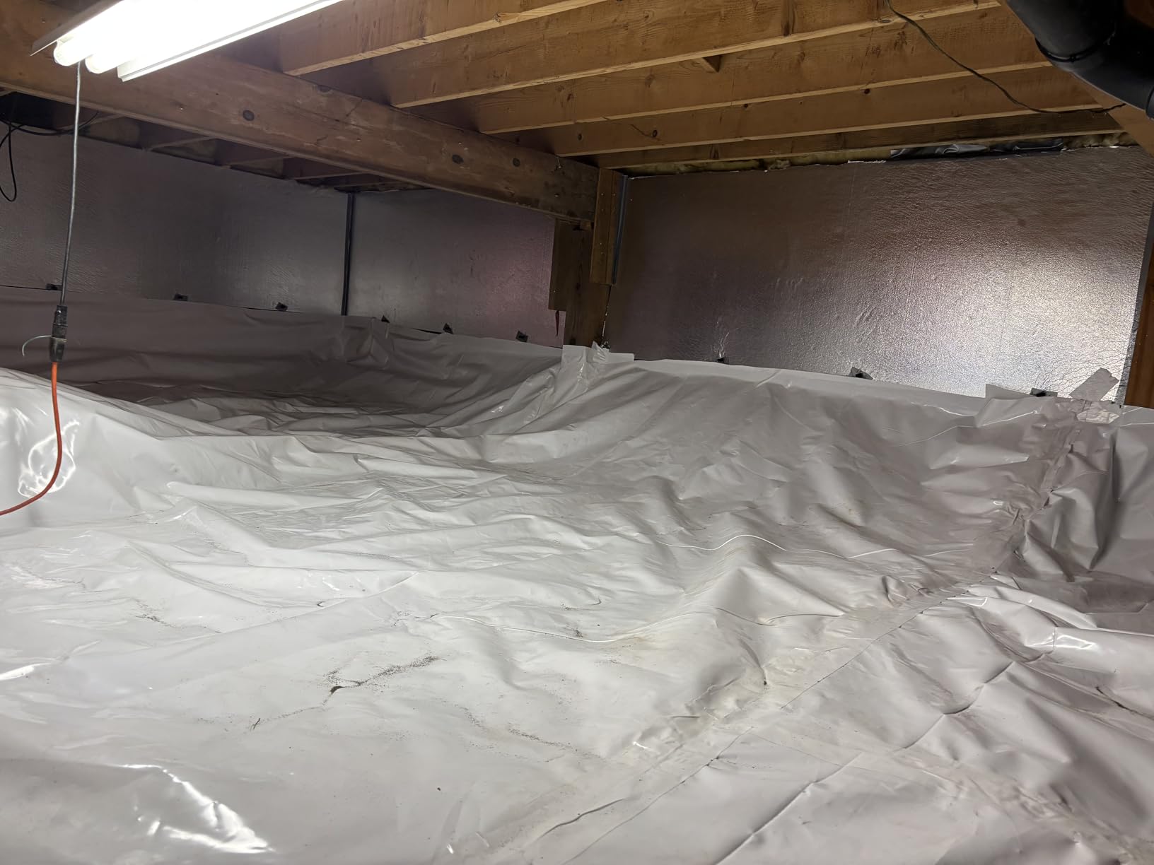 White Crawl Space Vapor Barrier, 10 Mil Vapor Barrier, 10' x 100', Heavy Duty Polyethylene Film, Thick Plastic Sheeting, Plastic Drop Cloth Covering for Crawlspace, Basement customer photo 1