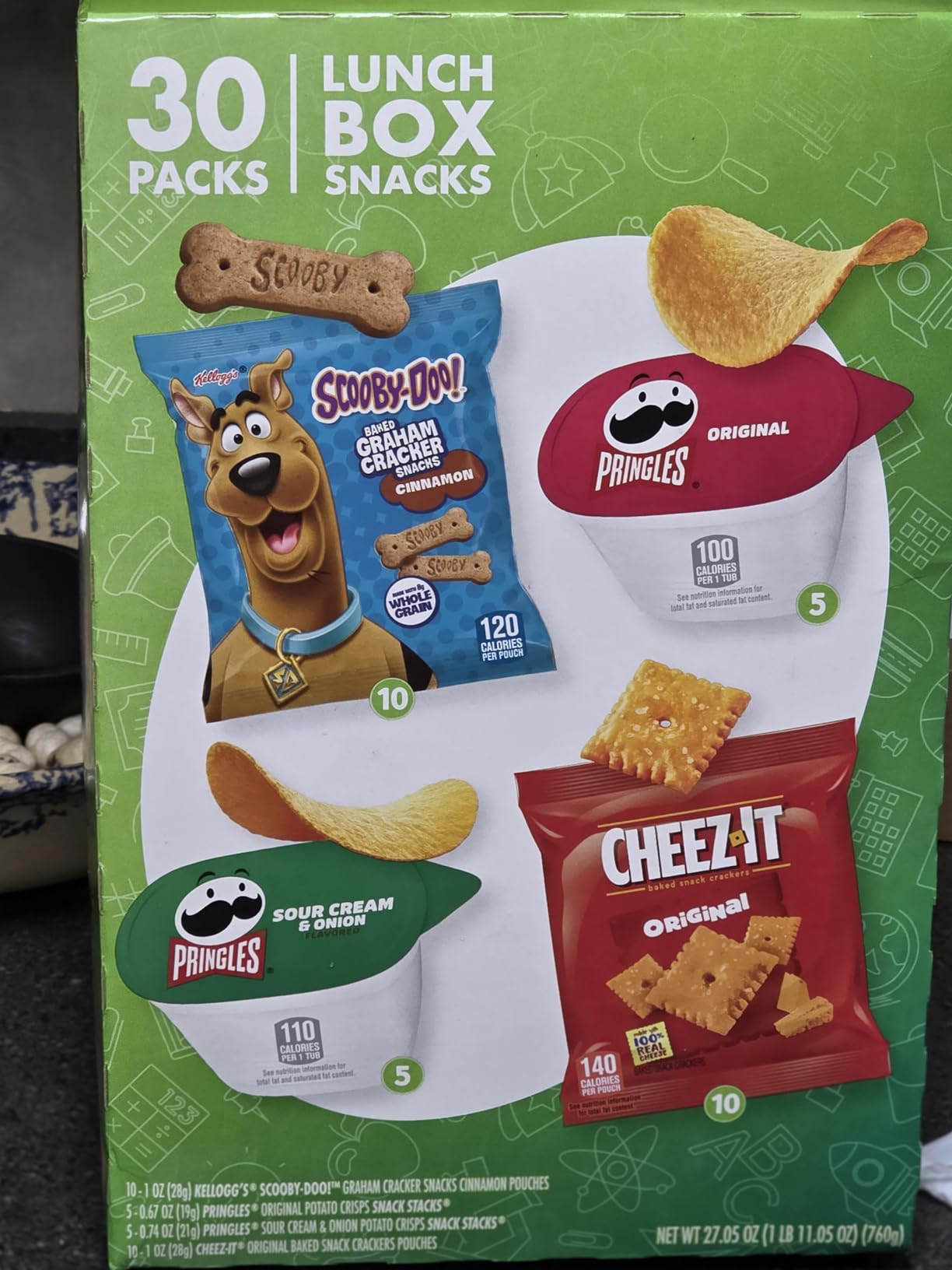 Kellogg's Cheez-It, Pringles & SCOOBY-DOO Lunch Box Snacks, Variety Pack, 27.05oz Box (30 Count) customer photo 1