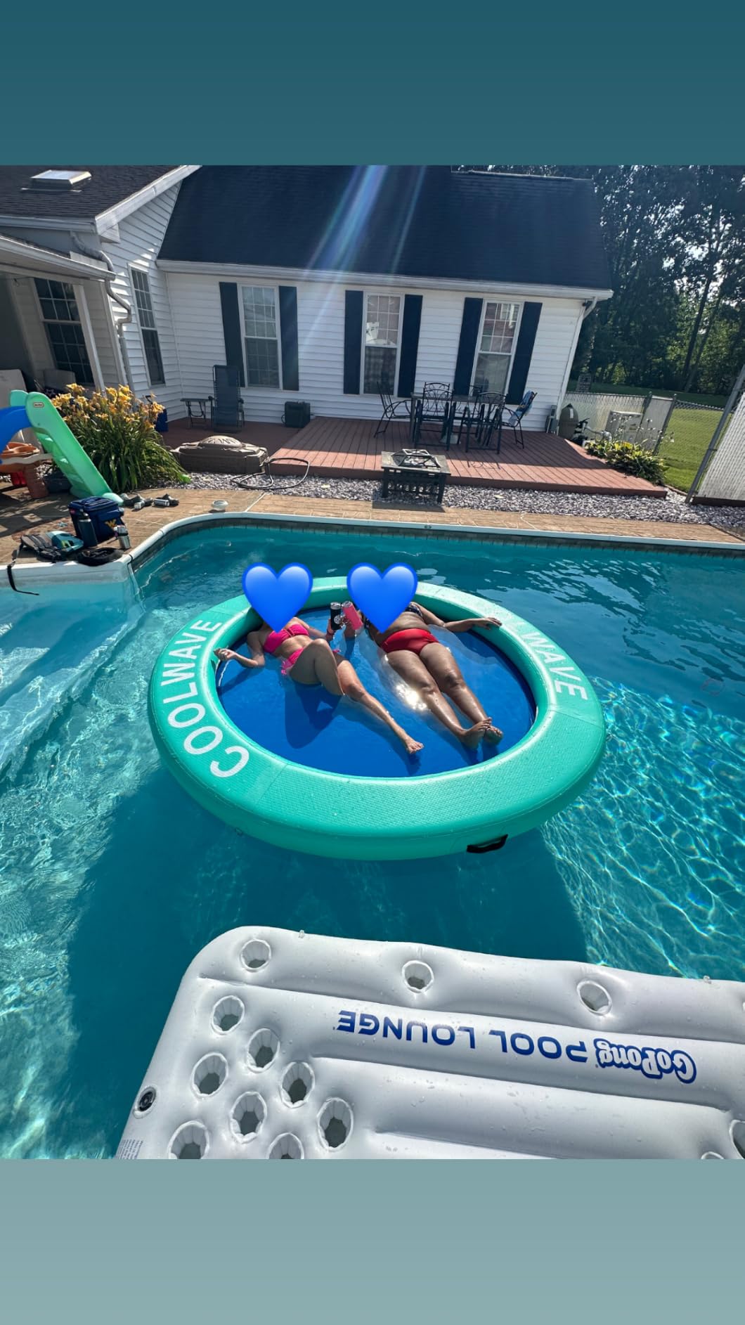 COOLWAVE Inflatable Water Hammock Floating Dock, Inflatable Raft for Family and Friends, Round Floating Ring for Parties, Water Float with Cup Holders for Pool and Lake customer photo 1