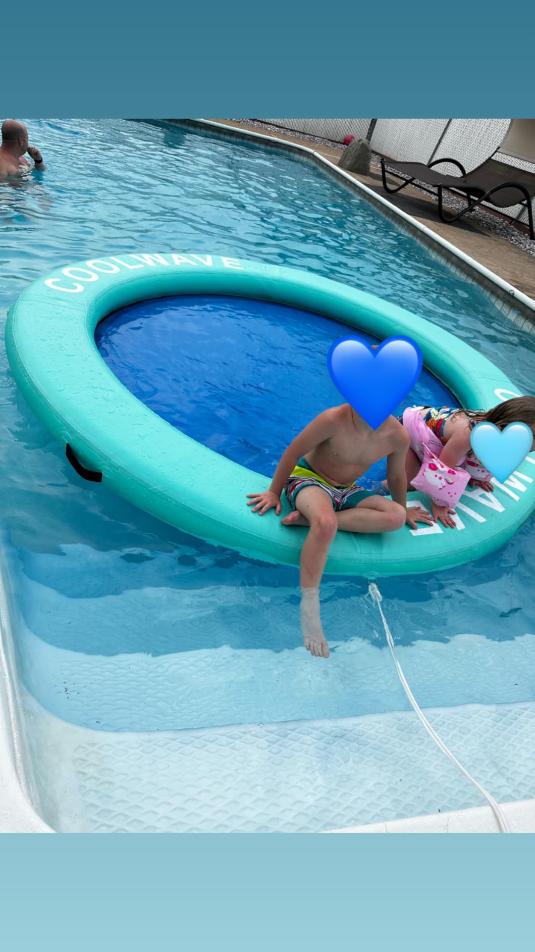 COOLWAVE Inflatable Water Hammock Floating Dock, Inflatable Raft for Family and Friends, Round Floating Ring for Parties, Water Float with Cup Holders for Pool and Lake customer photo 2