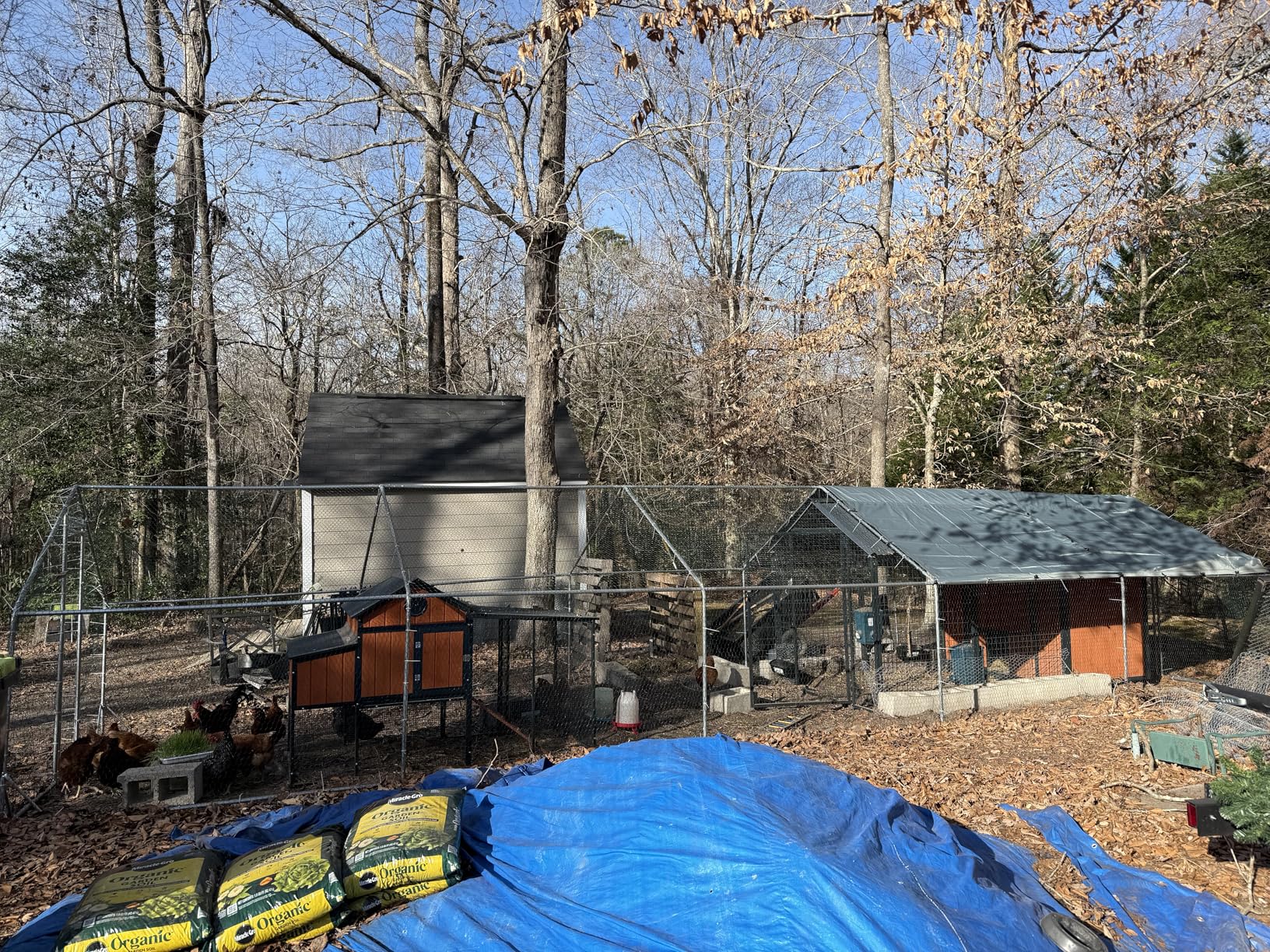PawHut 9.2' x 31.2' x 6.5' Large Chicken Coop Metal Chicken Run w/Waterproof and Anti-UV Cover, 2 Lockable Doors, Dome Shaped Walk in Hen House for 30-40 Hens, Ducks, Poultry, Outdoor Yard Farm Use customer photo 2
