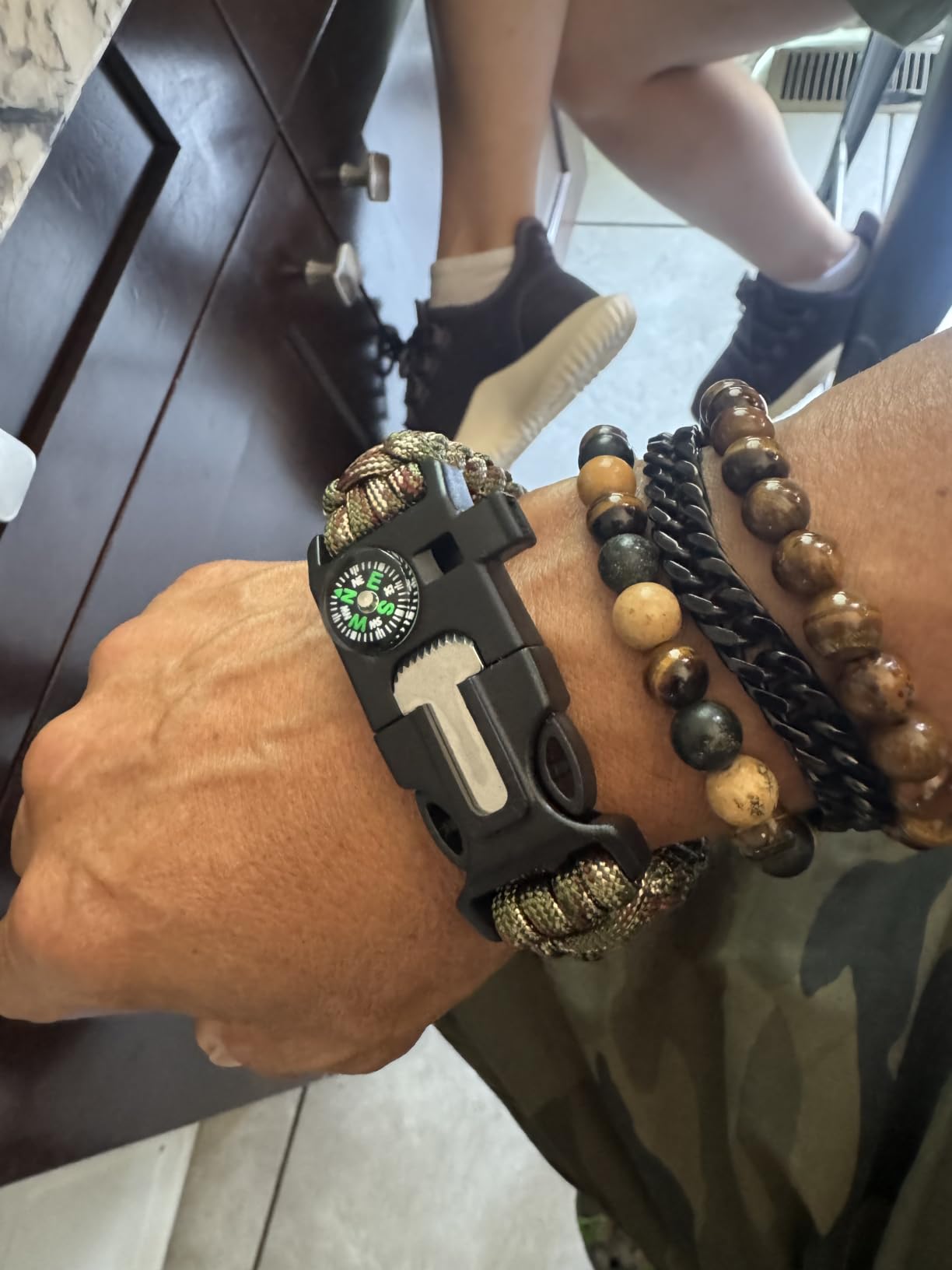 Tactical Paracord Survival Bracelet, Military Green Camo | Military Grade, 11.5ft Parachute Cord, Outdoor Hiking Camping, Emergency Equipment customer photo 1