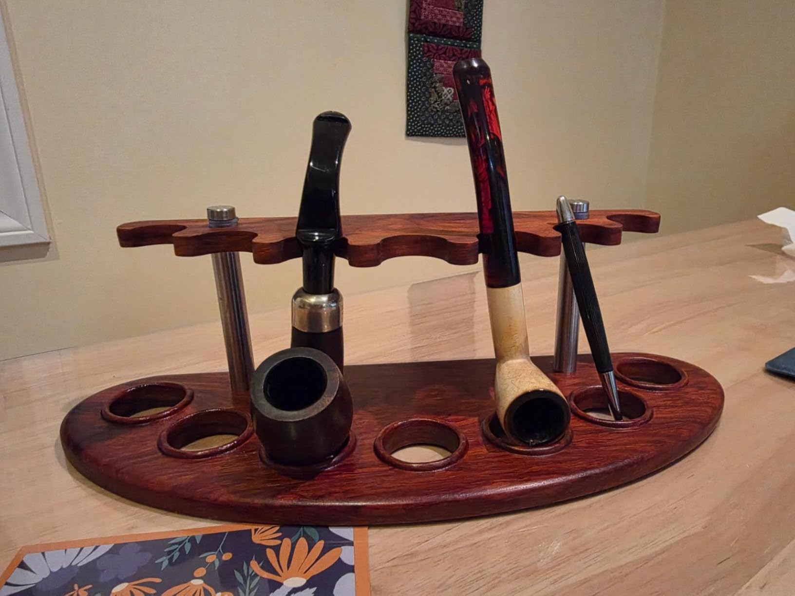 Natural Solid Rosewood Tobacco Smoking Pipe Stand Holder for 7 Pipes - Artisan Handcrafted Tobacco Pipe Rack Luxury Organizer customer photo 2