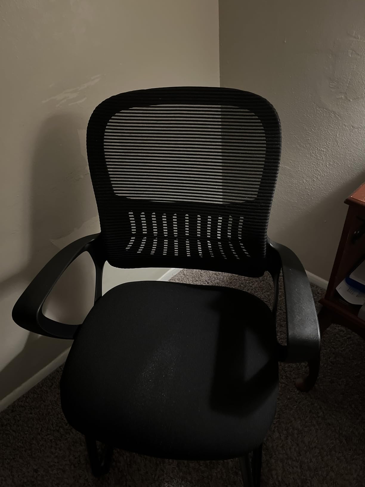 Sweetcrispy Reception Chair No Wheels, Stationary Non Rolling Mesh Mid Back Computer Guest Side with Lumbar Support for Waiting Area Reception Conference Room, Set of 2, Modern Black customer photo 2