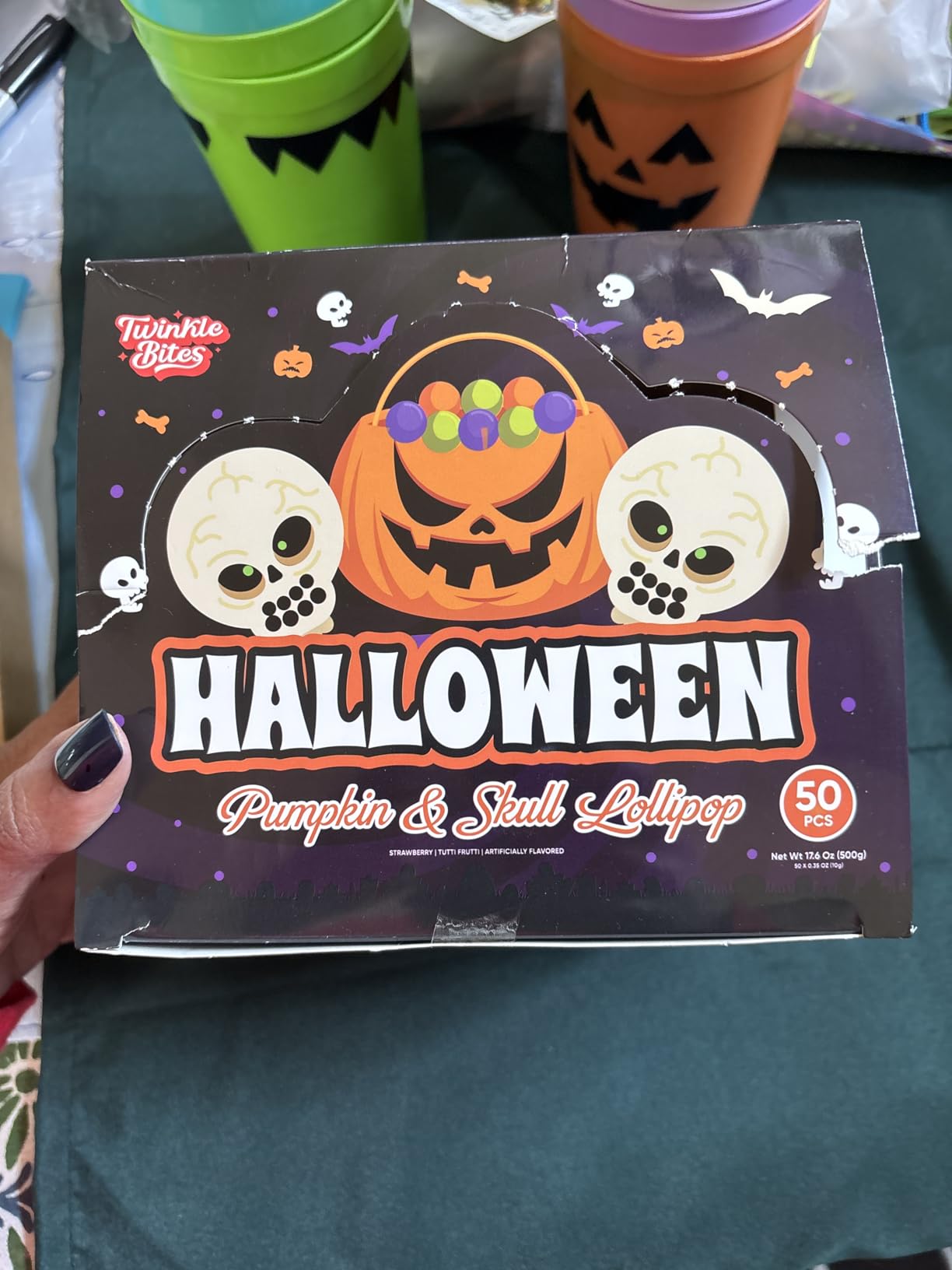 50 Pack Halloween Lollipops - Individually Wrapped Holiday Themed Pumpkin And Skull Lollipops - Trick Or Treat Strawberry And Tutti Frutti Delicious Candys - Bulk Halloween Suckers Great Use, For Kids, Party Favor, Classrooms, Goodie Bags customer photo 1