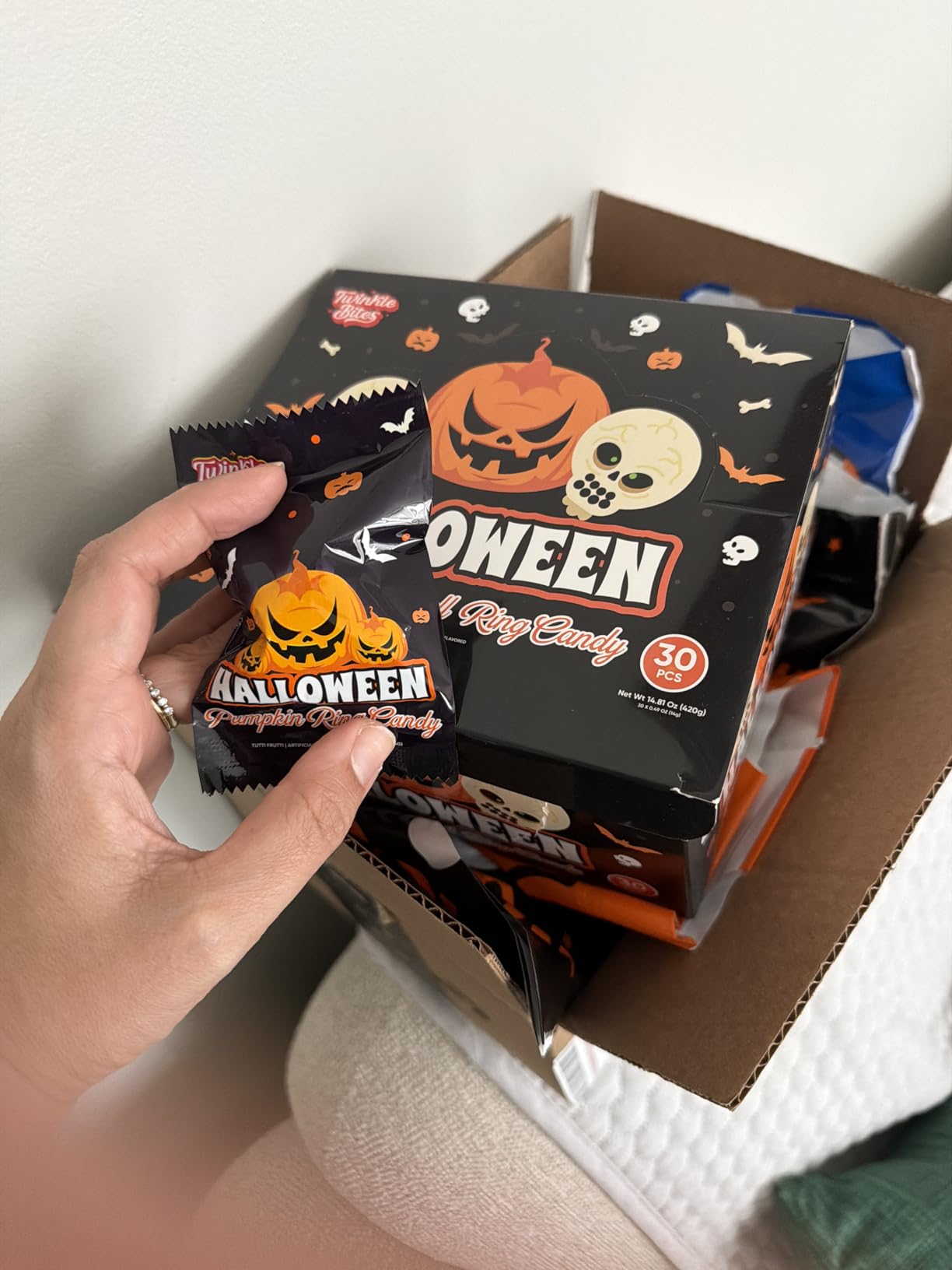 30 Pack Halloween Ring Candy - Individually Wrapped Pumpkin And Skull Lollipops - Trick Or Treat Strawberry And Tutti Frutti Suckers - Bulk Halloween treats Great Use, For Kids, Party Favors, Classrooms , Goodie Bags, Boo Basket Stuffers customer photo 1