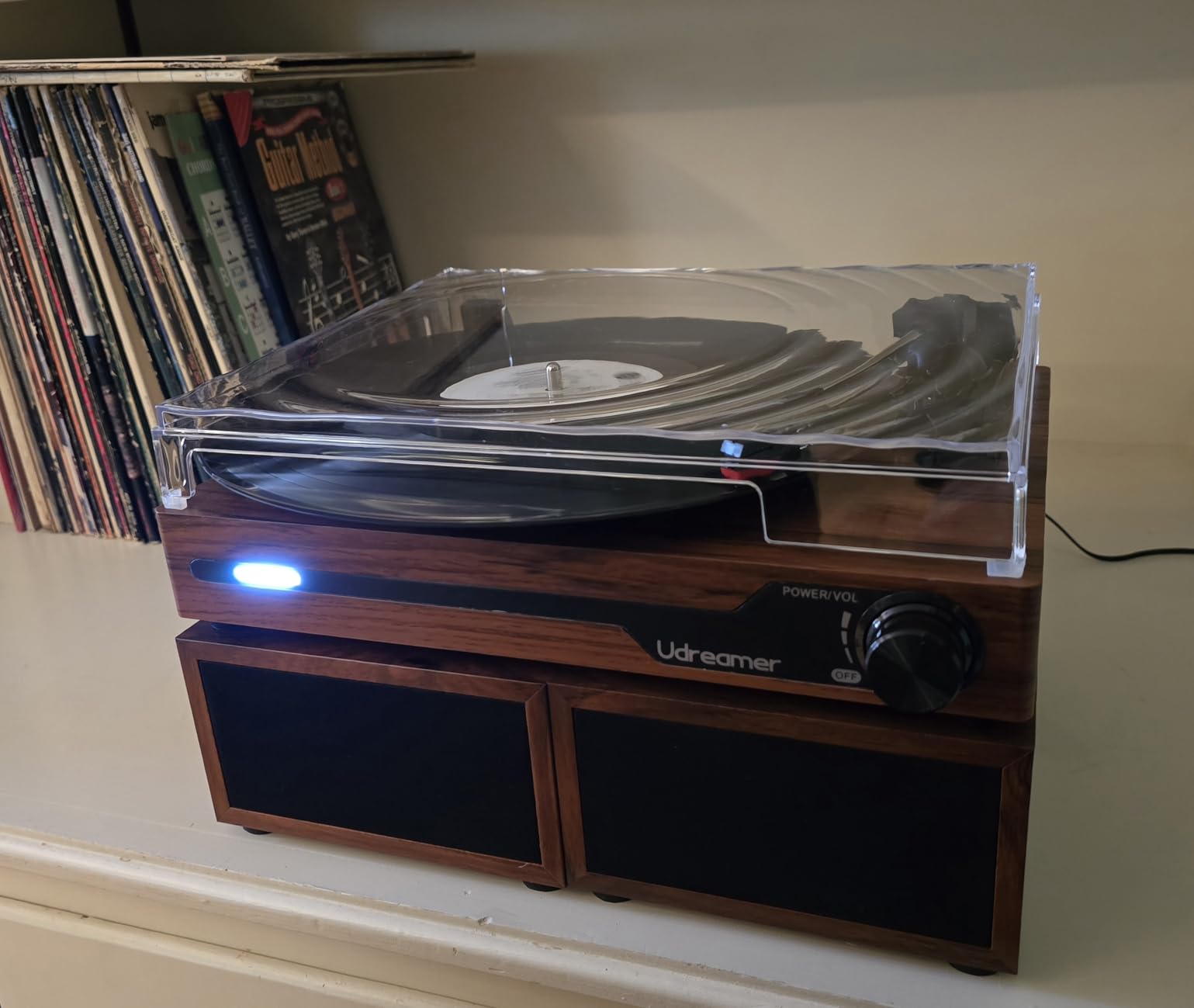 Vinyl Record Player with Speakers,Bluetooth Portable Turntable for Vinyl Records,Phonograph LP Player with 3 Speed USB RCA in Vintage Brown customer photo 1