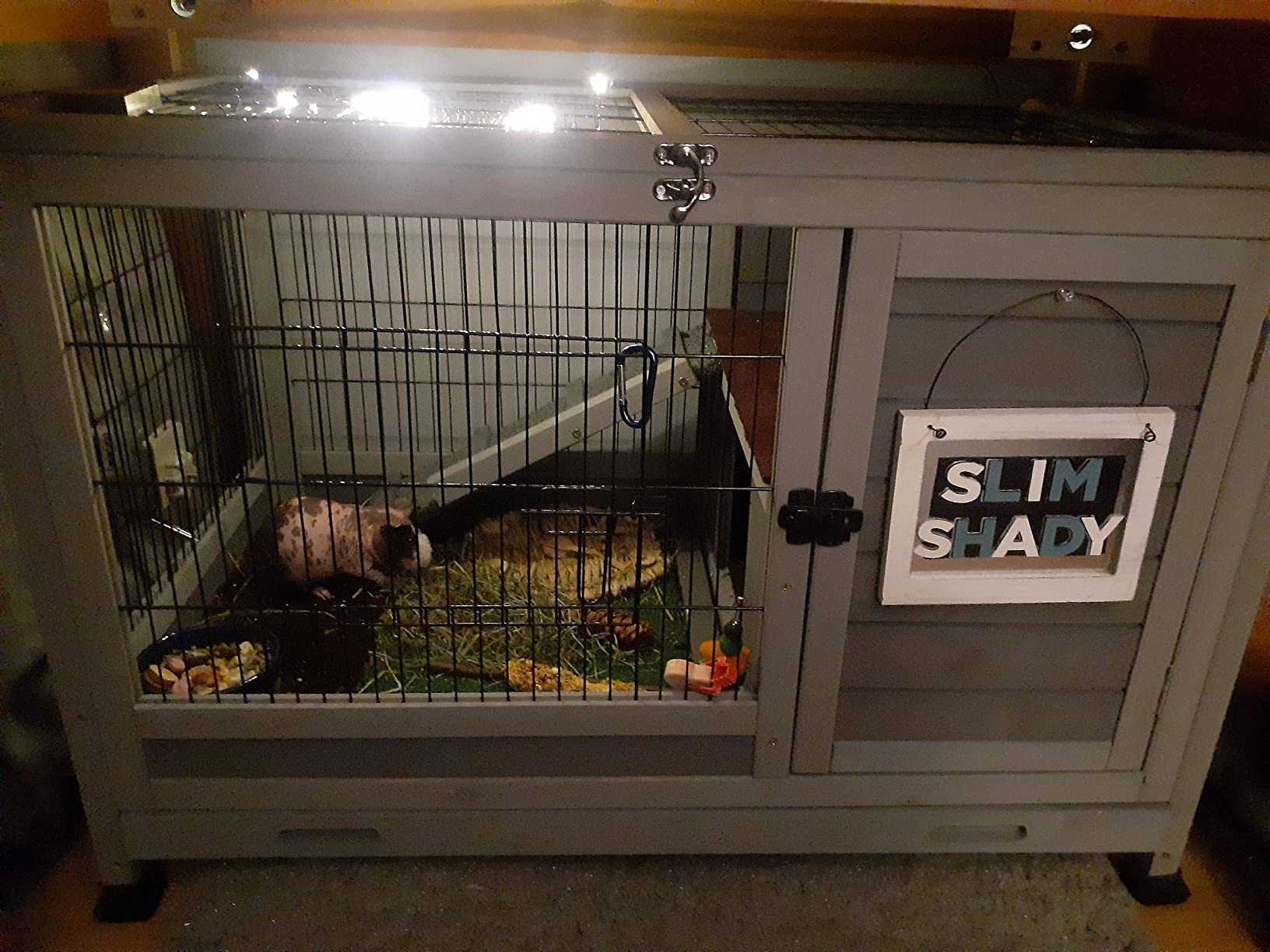Aivituvin Wooden Guinea Pig Cages Indoor with Removable Stand, Anti Chewing Rabbit Hutch with Ramp and Wire Mesh, 2 Story Small Animals House Habitat with Pull Out Tray (Light Natural Wood) customer photo 2