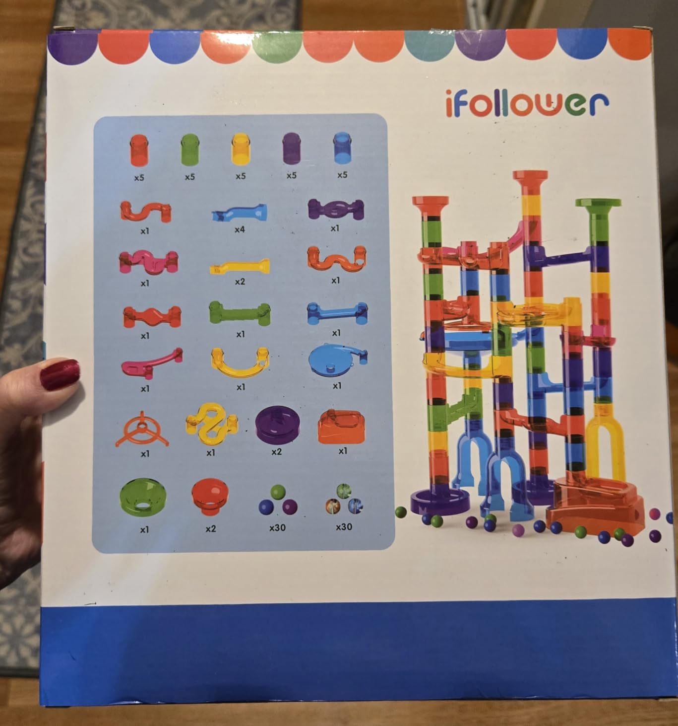 Ifollower Marble Run, 109Pcs Marble Maze Game Building Toys for Kid, Upgrade Mable Track Race Construction STEM Learning Toy, Birthday for Boys Girls Aged 3-12 customer photo 2