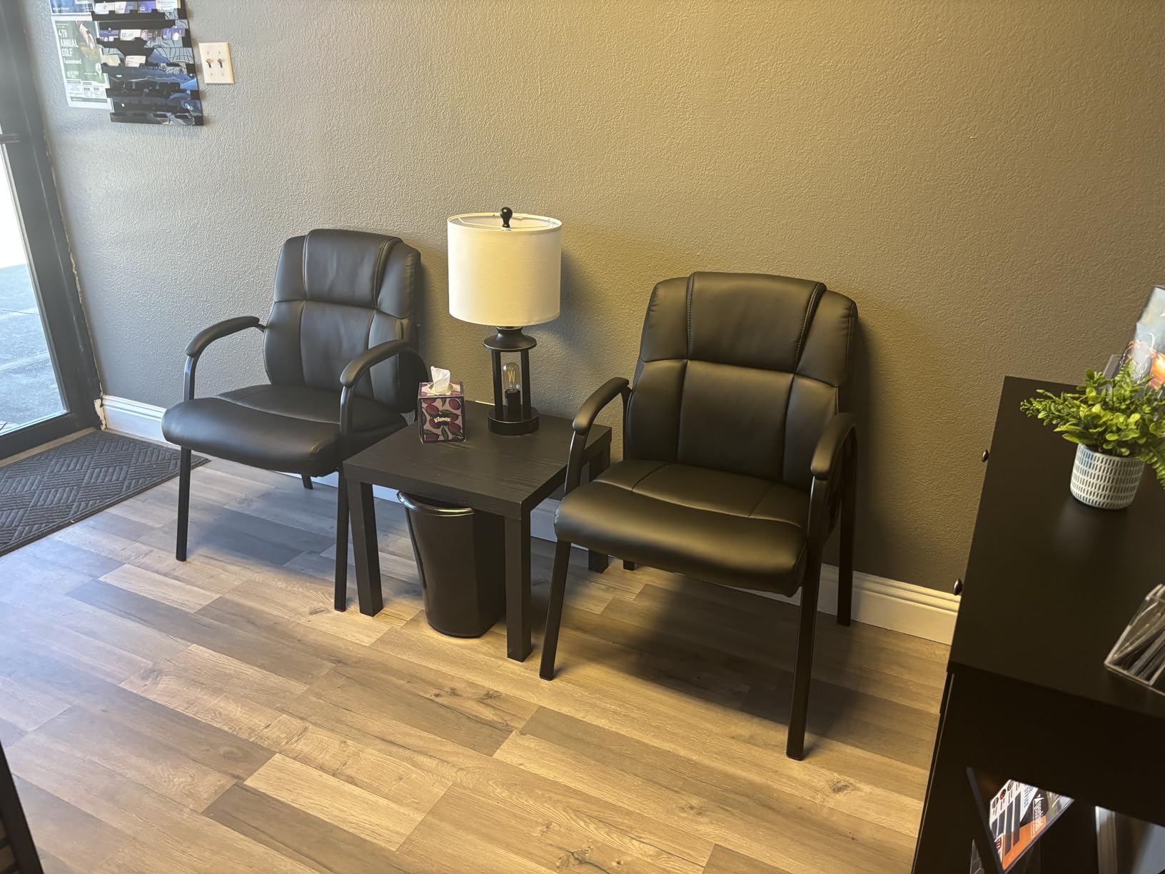 Sweetcrispy Waiting Room Office Guest Chairs Set of 2, PU Leather Big and Tall No Wheels Executive Office Chair with Padded Arms for Reception Conference Room Lobby customer photo 2