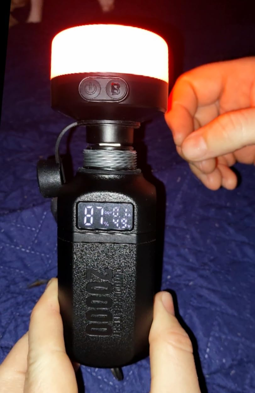 20,000mAh Rugged Power Bank with Fast Charge USB-C PD, IP68 Waterproof Shockproof, Includes 420lm Bright Camping Lantern, Tactical Outdoor Charger for Hiking Camping Survival Emergency customer photo 2