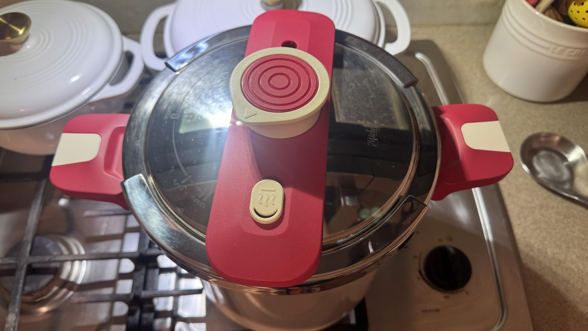 MICHELANGELO Stovetop Pressure Cooker Stainless Steel, 6.3 qt, 304 Stainless Steel, 6-Fold Safety System, One-Hand Easy-Open Lid, 2 Pressure Settings, Steamer Basket & Glass Lid, Induction Compatible customer photo 2