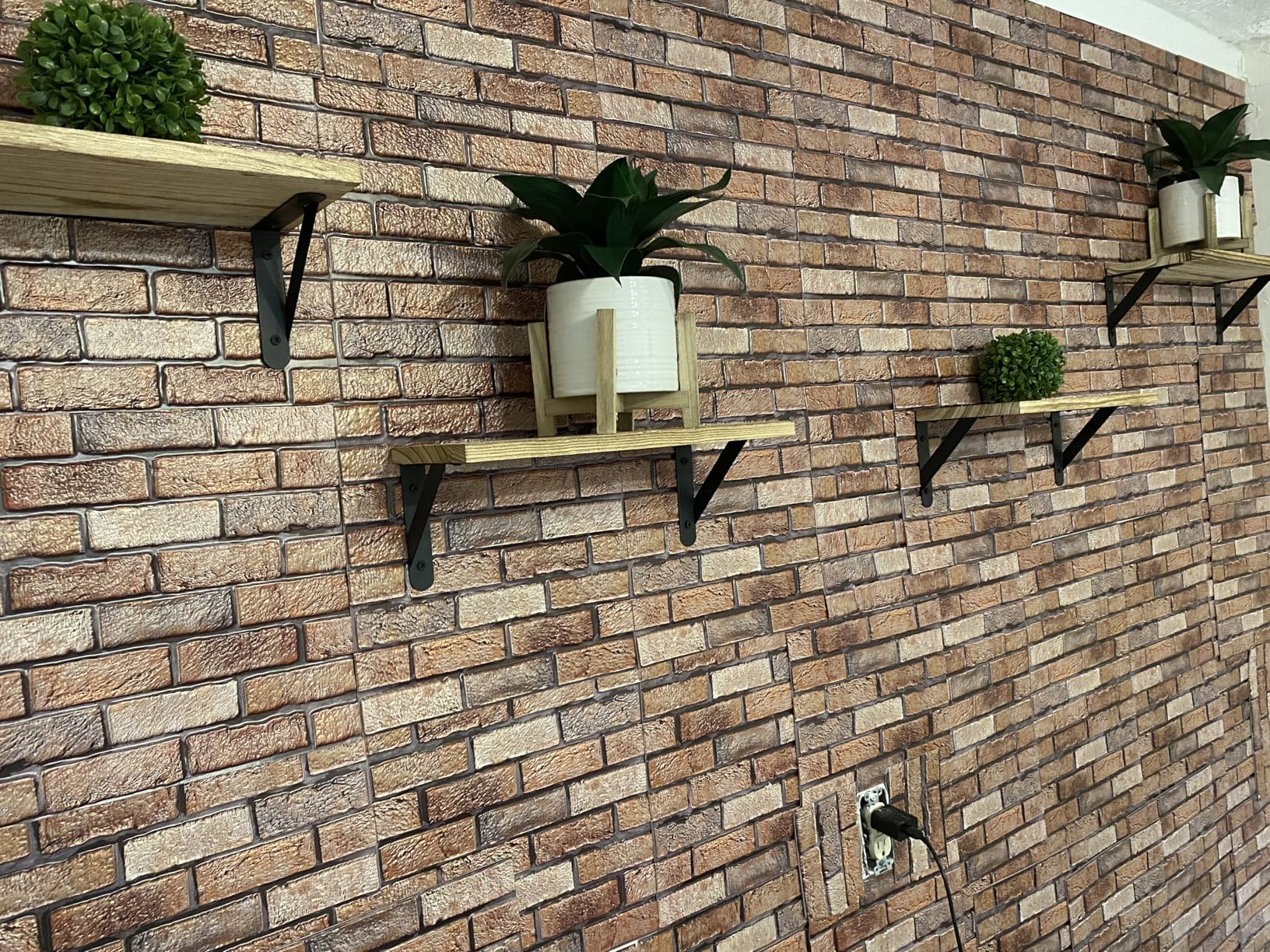 3D Wall Panels Peel and Stick - 10Pcs Brick Textured PVC Panels, Waterproof Self-Adhesive Wall Tiles for Accent Walls, Kitchen, Bathroom, Bedroom & Office Decor (Large Brown Brick) customer photo 1
