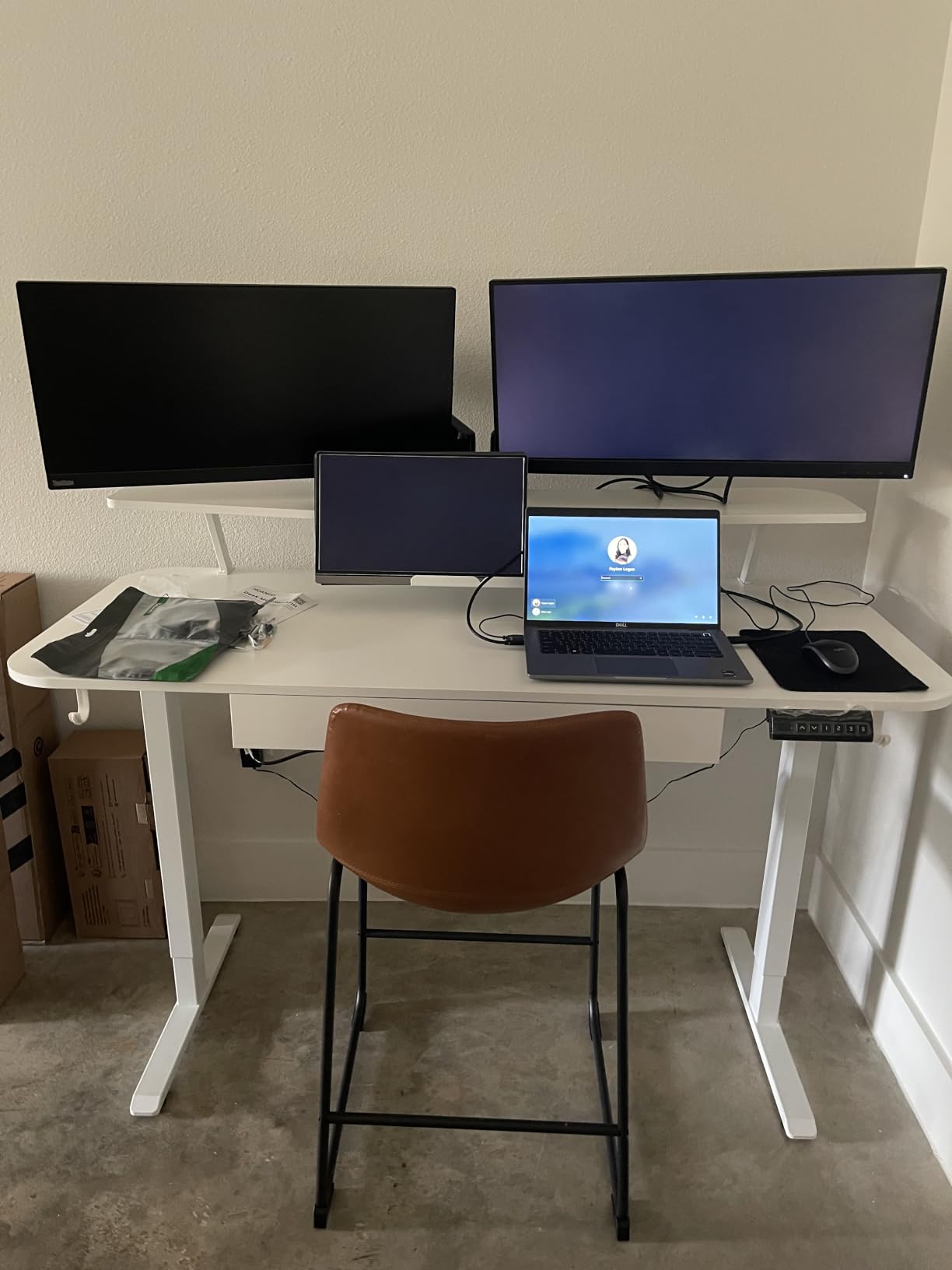 GTPLAYER Electric Standing Desk with Drawers, 48 x 24 Inches Height Adjustable Computer Desk with Monitor Stand, Laptop Stand, Sit Stand up Desk with Memory Preset for Home, Office, White customer photo 1