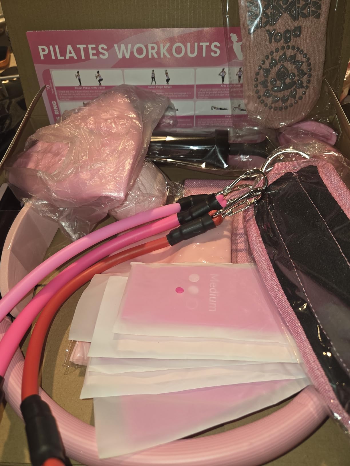 Pilates Kit, Pilates Equipment for Home Workouts, Home Pilates Essentials Kit for Women with Pilates Ring and Ball Set, Socks, Ankle Resistance Bands with Cuffs, Resistance Band and Massage Ball customer photo 2