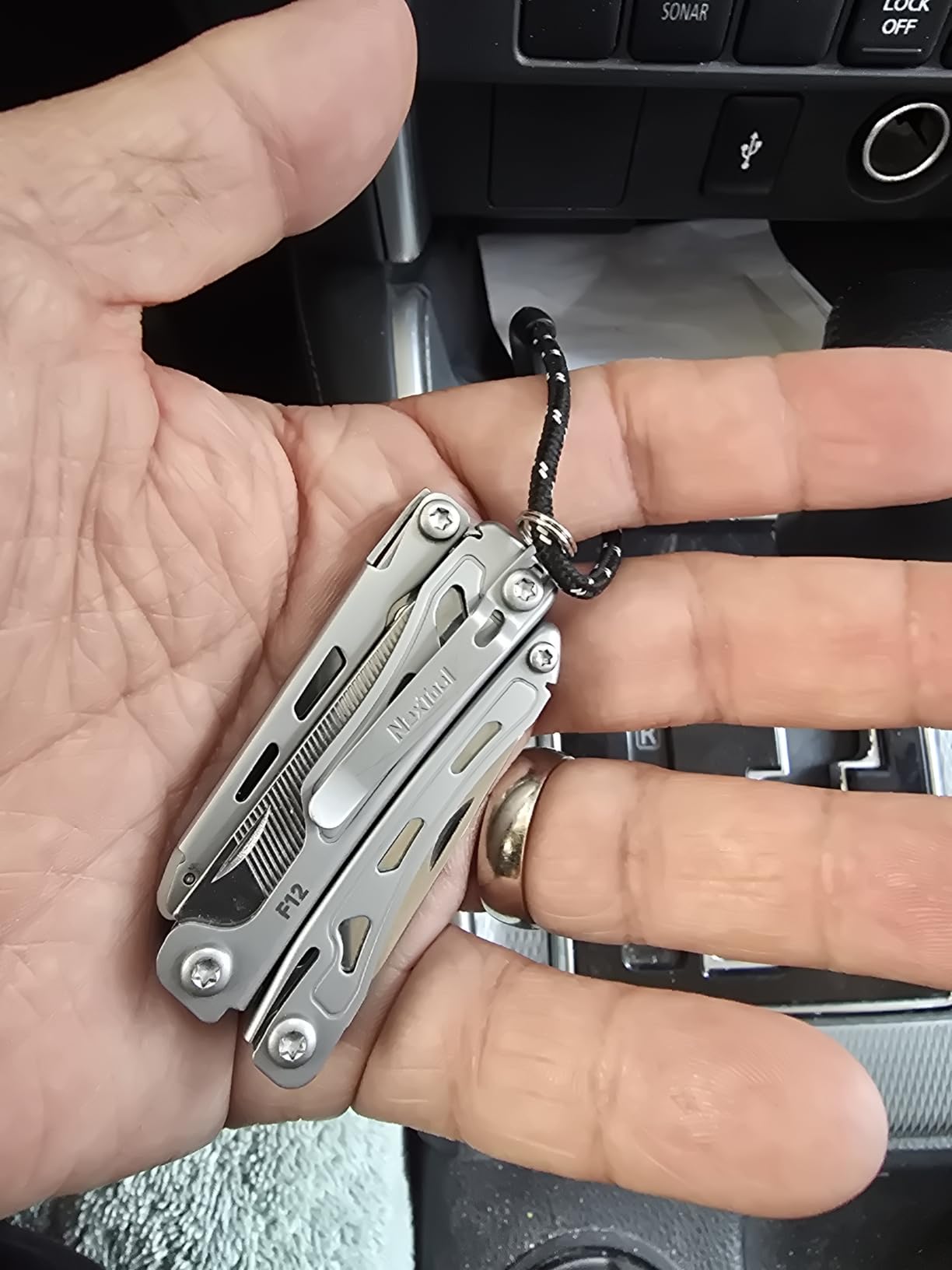 NexTool Mini Flagship F12 Keychain Multitool, 15-in-1 Multi Tool, 80Cr14Mov Steel, Serrated Scissors, Thicken Pliers, Safety Lock Knife and File for EDC, Outdoor, DIY (Silver) customer photo 1