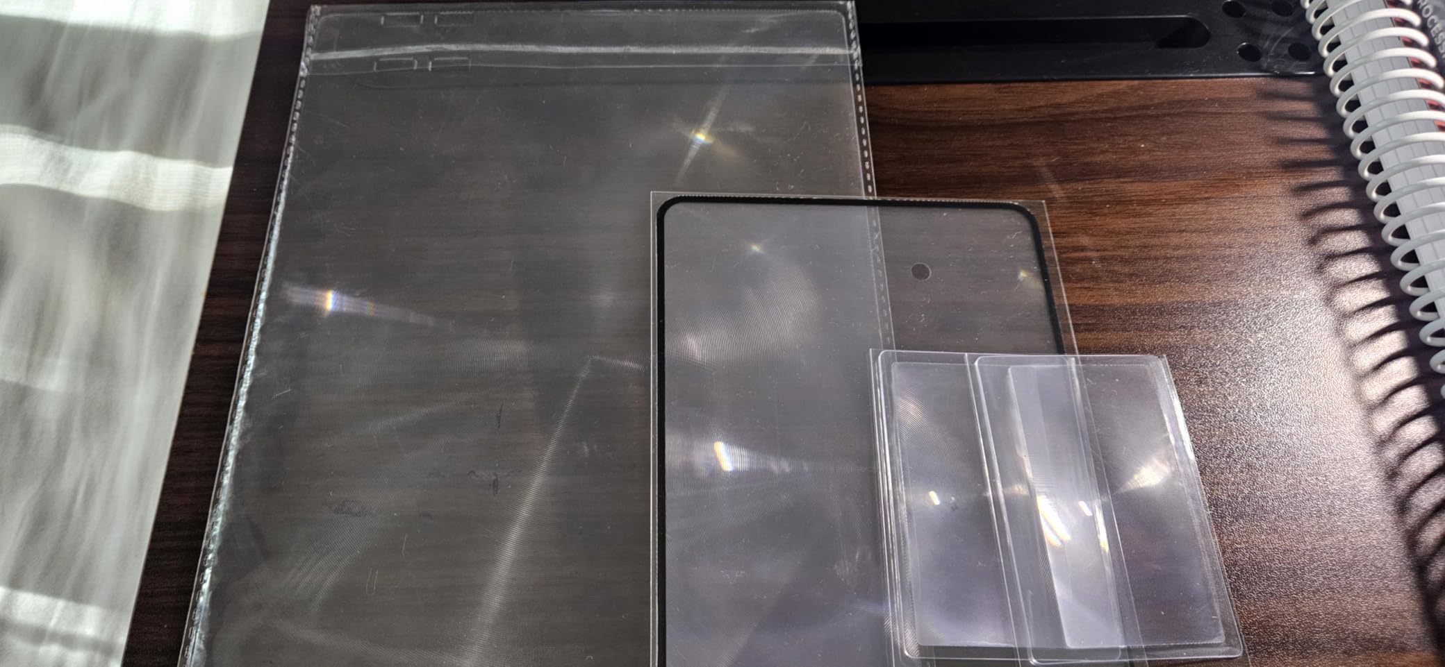 4 Pcs Page Magnifying Sheet 3X Clear Lightweight Magnifier Flat Plastic Optical Fresnel Lens Handy Card Size Magnifier Bookmark for Seniors Reading Small Prints People with Low Vision (L+M+2S) customer photo 1