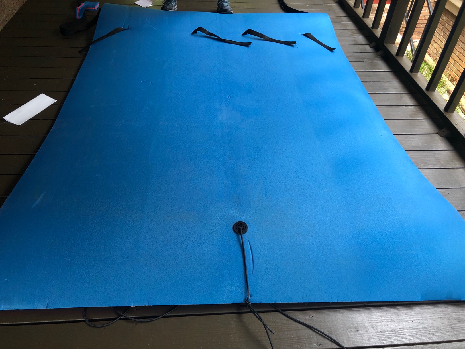 Max4out Water Floating Mat 9/12/18 FT Foam Lake Floats Floating Foam Pad Lily Pad for Water Recreation and Relaxing Lily Mat for Family Floating Pad for Pets Pool Float for Party (Blue/Yellow) customer photo 2