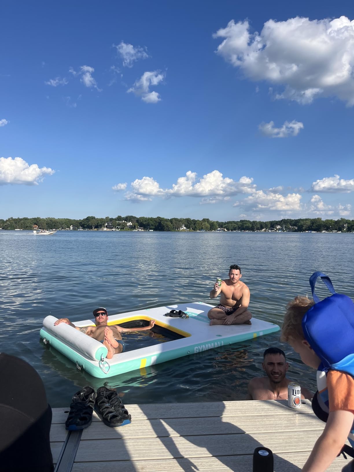 Inflatable Floating Dock, Inflatable Dock Floating Platform with Mesh, Non-Slip EVA Platform and Rope Ladder, Inflatable Water Floating Dock Island Raft for Boats, Pool, Lake, Beach, Ocean customer photo 1
