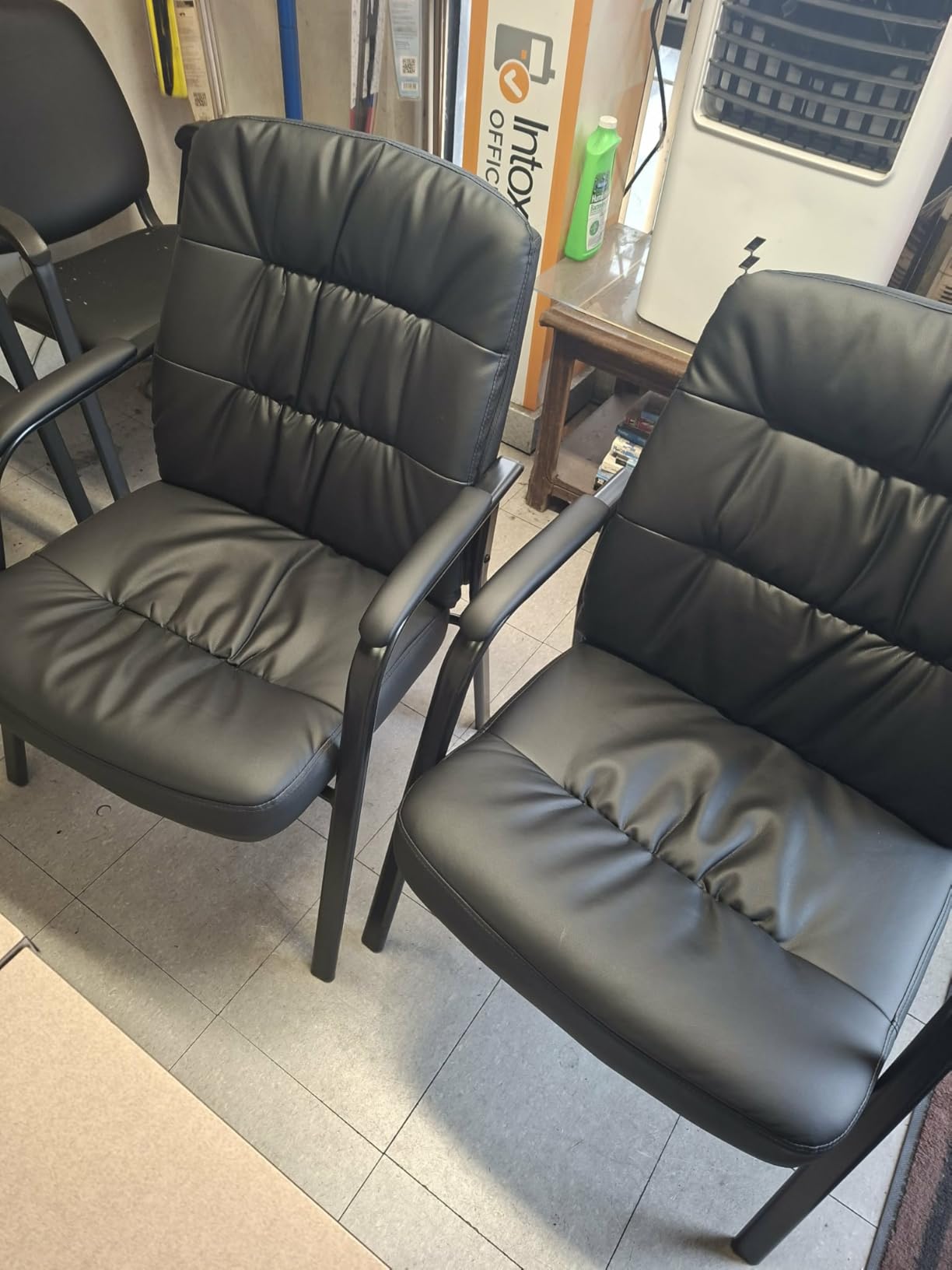 OLIXIS Office Waiting Room Guest Chair, 500lbs Office Reception Lobby PU Leather Chair No Wheels with Padded Armrest for Conference Lobby Medical Waiting Area Bedroom Elderly, Brown customer photo 2