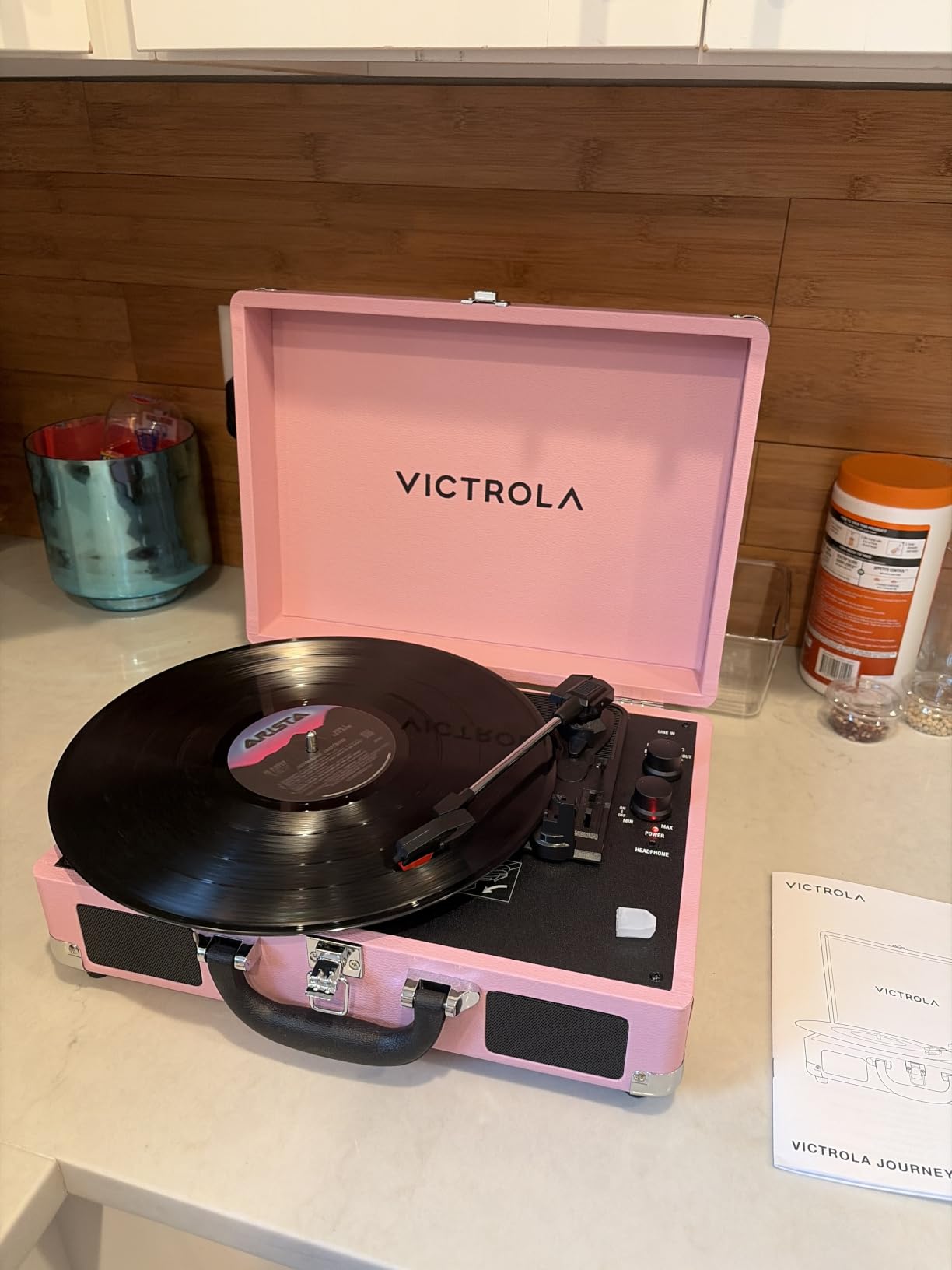 Victrola Journey II - Bluetooth Suitcase Record Player - Green | Built-in stereo speakers, 3-speed turntable plays 7