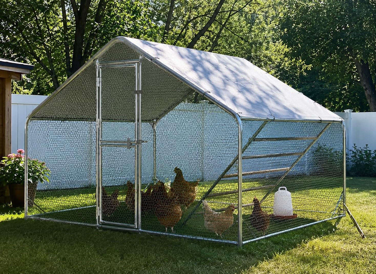 Large Chicken Coop,Metal Chicken Run for Yard with Feeding Door, 13x10x6.6FT Walk-in Chicken Pen for 10-20 Chickens,Outdoor Poultry Cage with Anti-UV Cover,Rabbit Duck House customer photo 1