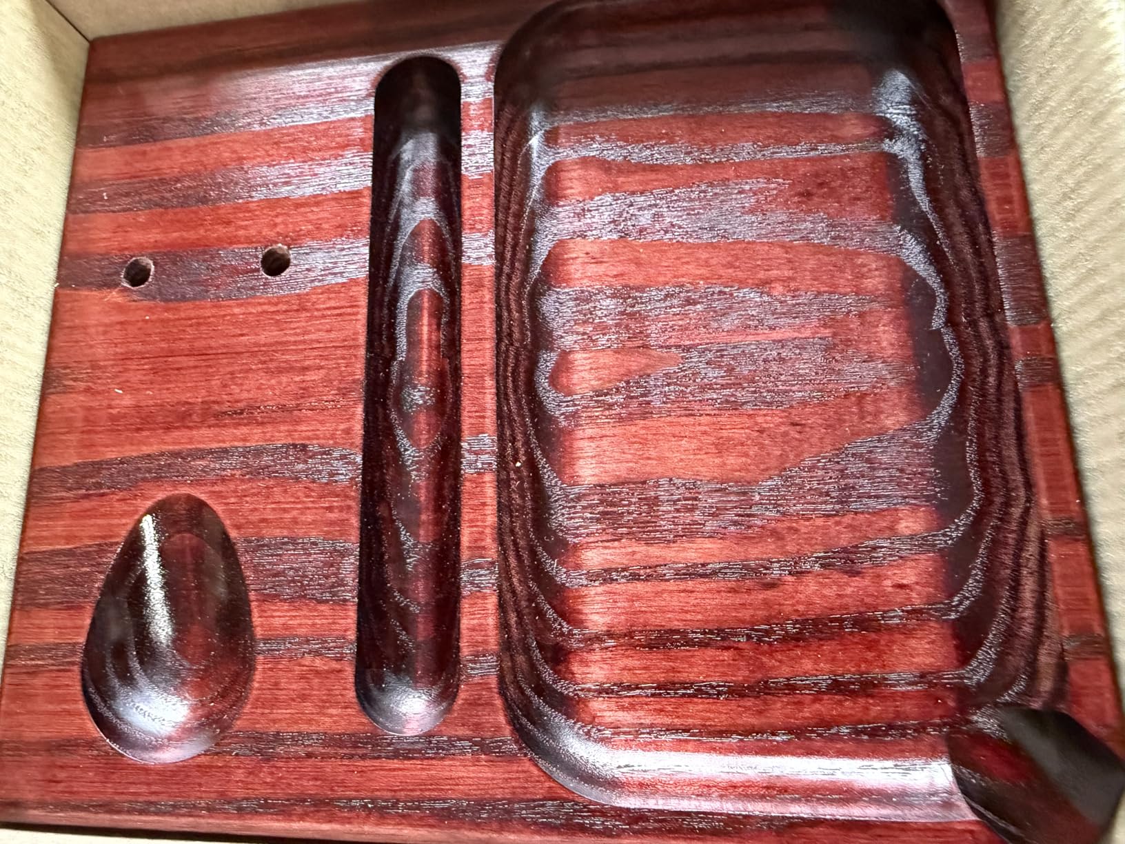 Wooden Tobacco Pipe Stand with Tobacco Mixing Tray and Tamper Slot, Single Pipe Holder customer photo 1