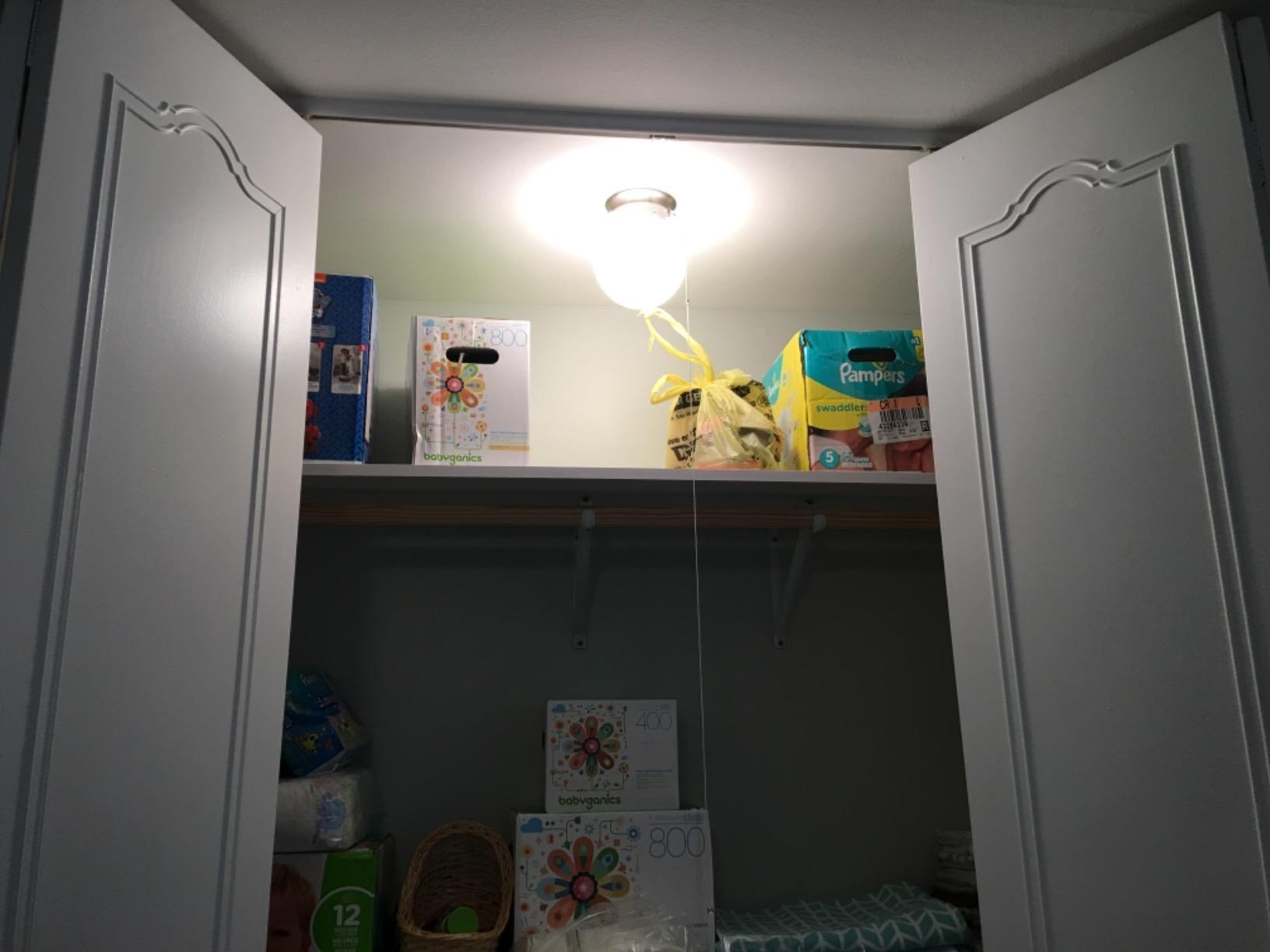 Westinghouse 6720800 One-Light Flush-Mount Interior Ceiling Fixture with Pull Chain, Brushed Nickel Finish with White Glass Globe, customer photo 1