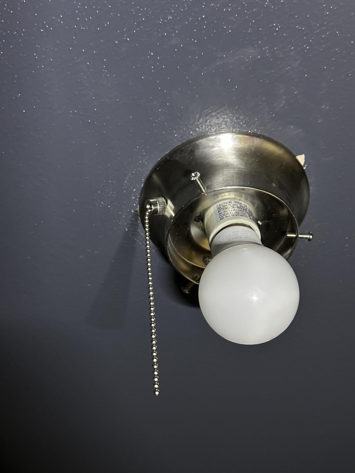 Westinghouse 6720800 One-Light Flush-Mount Interior Ceiling Fixture with Pull Chain, Brushed Nickel Finish with White Glass Globe, customer photo 2