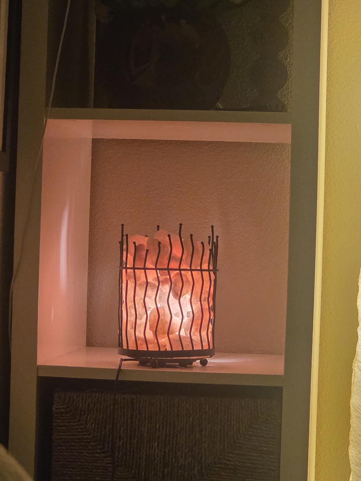 Natural Himalayan Salt , Tall Round Metal Basket lamp with Dimmer Switch | 8-10 lbs customer photo 1