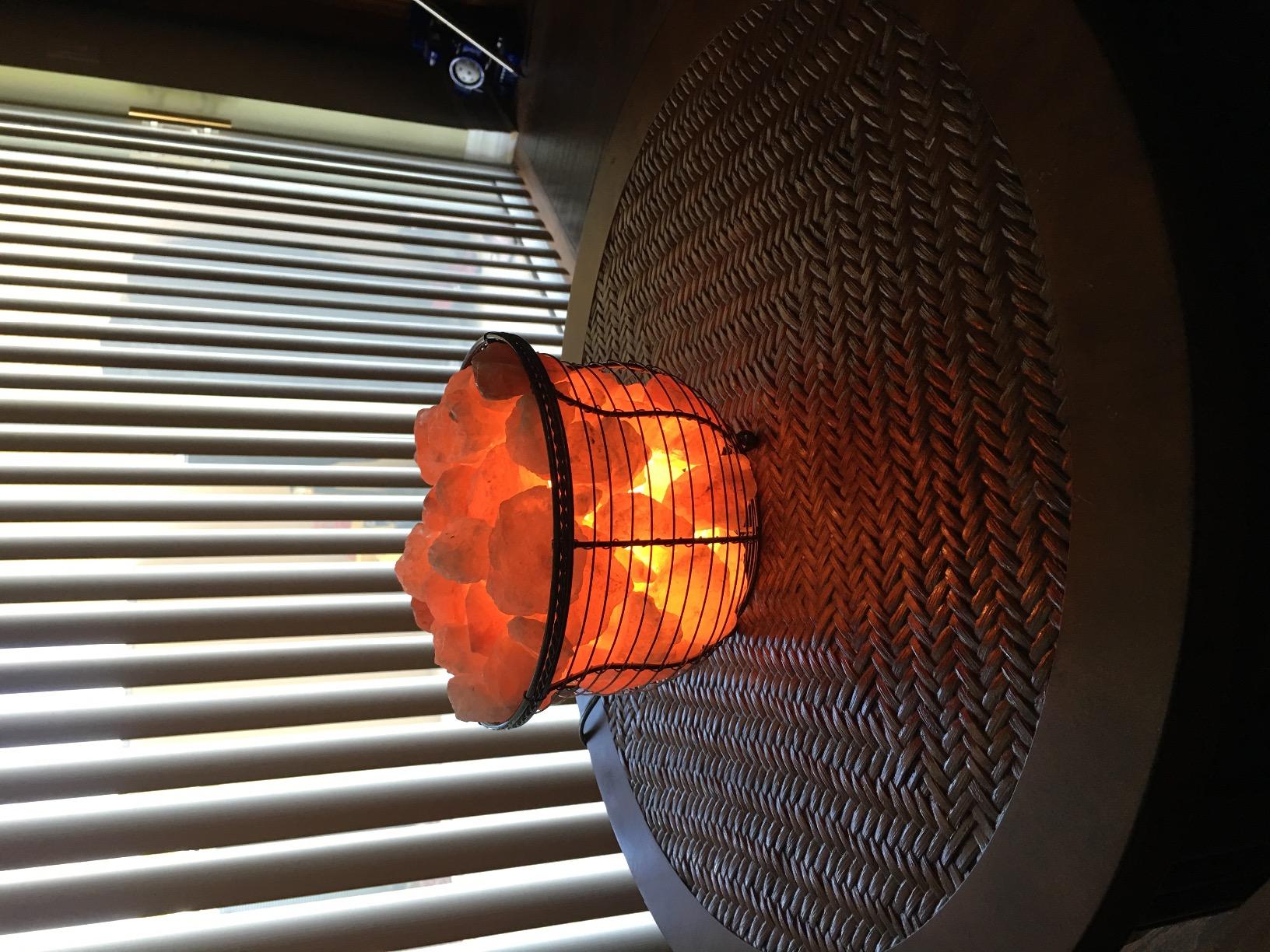Natural Himalayan Salt , Tall Round Metal Basket lamp with Dimmer Switch | 8-10 lbs customer photo 2