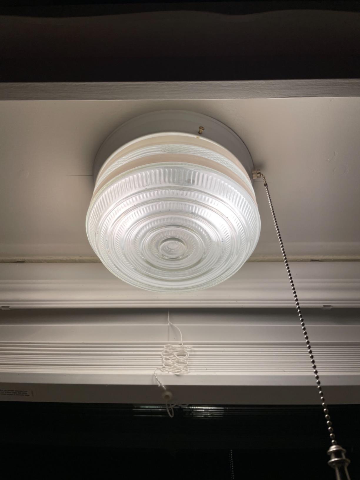 Westinghouse 6734500 Two-Light Flush-Mount Interior Ceiling Fixture with Pull Chain, White Finish with White and Clear Glass customer photo 1