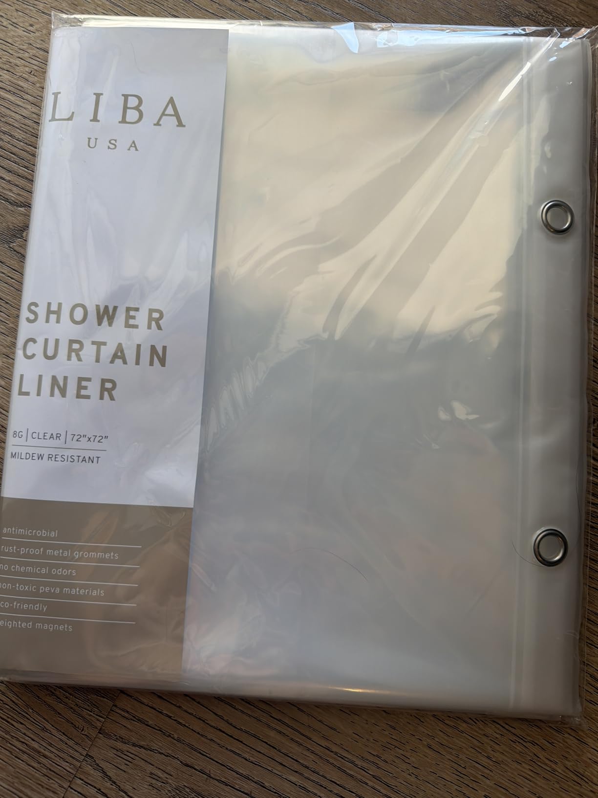LiBa Shower Curtain PEVA 8G, 72x72 Inch Waterproof Clear customer photo 2