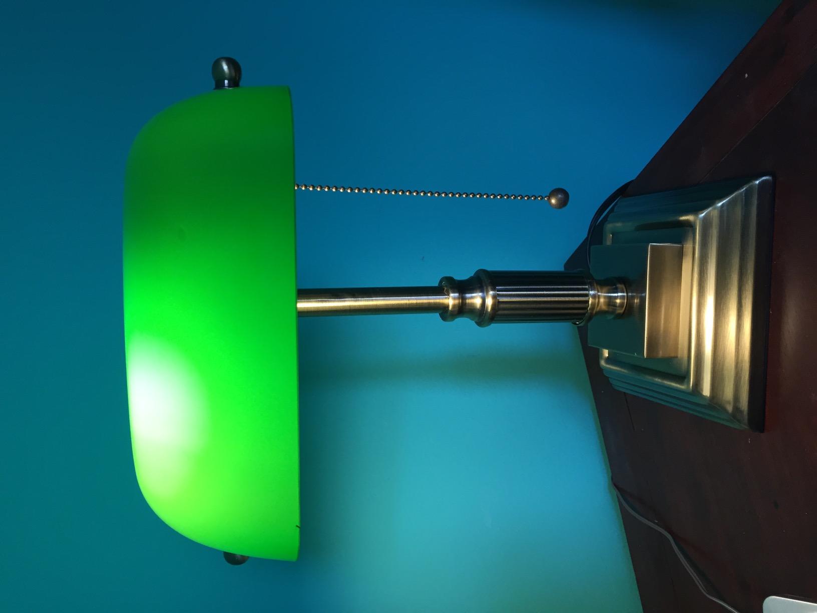V-LIGHT Traditional Style CFL Banker's Desk Lamp with Green Glass Shade (VS688029AB) customer photo 2
