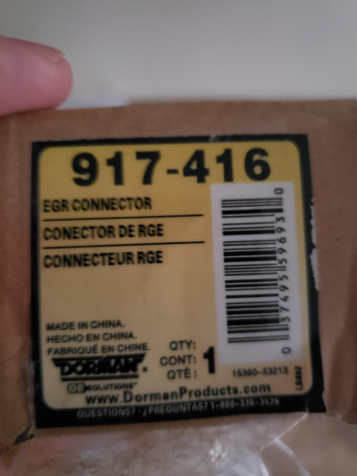 Dorman 917-416 Exhaust Gas Recirculation (EGR) Tube Connector customer photo 1