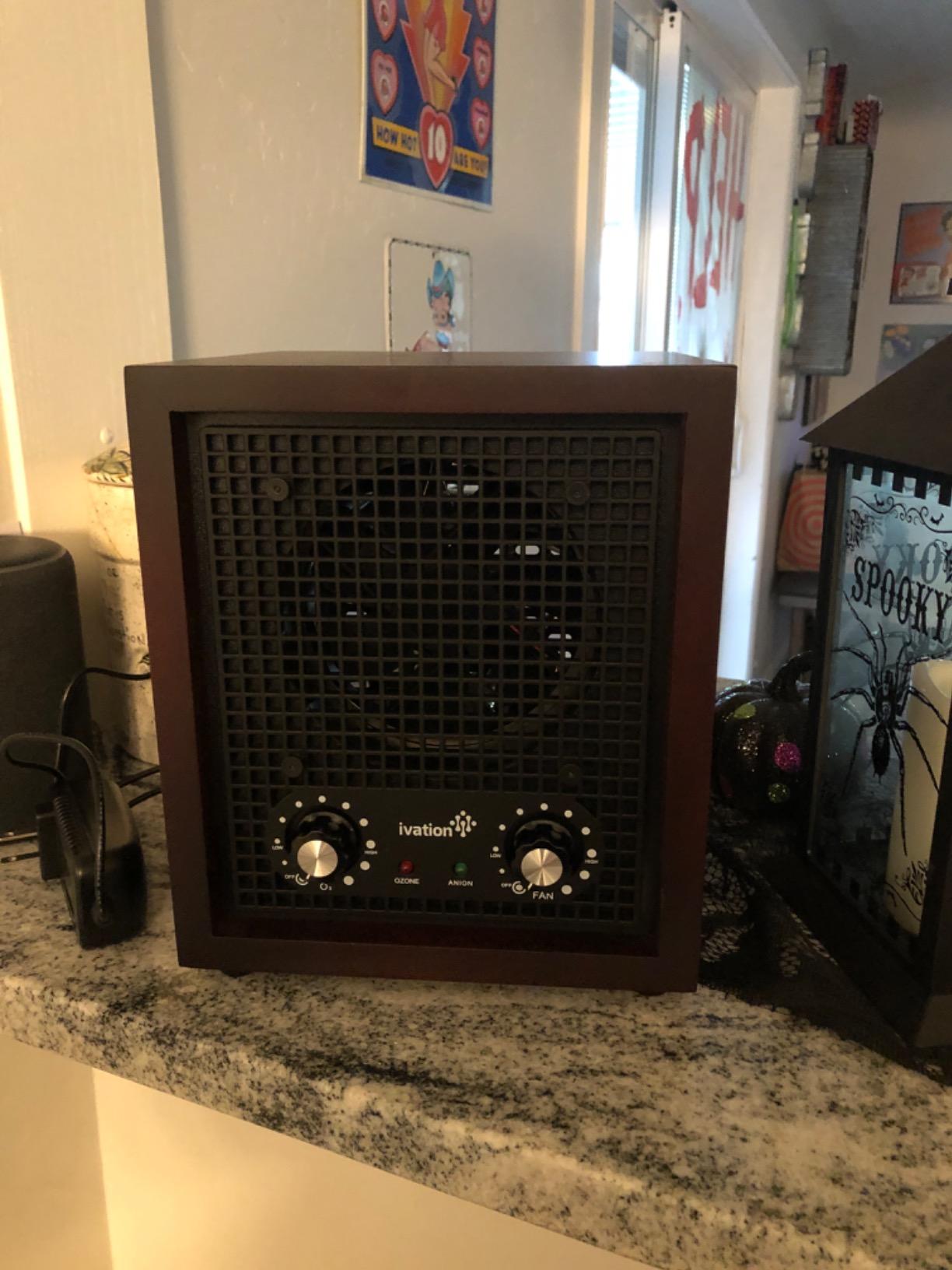 Ivation Ozone Generator Air Purifier, Ionizer & Deodorizer -Purifies Up to 3,500 Sq/Ft -Great for Dust, Pollen, Pets, Smoke & More Cherry | Removes odors from pets, smoke, food, and mold - quiet operation with a cherry wood and stainless steel cabinet customer photo 2
