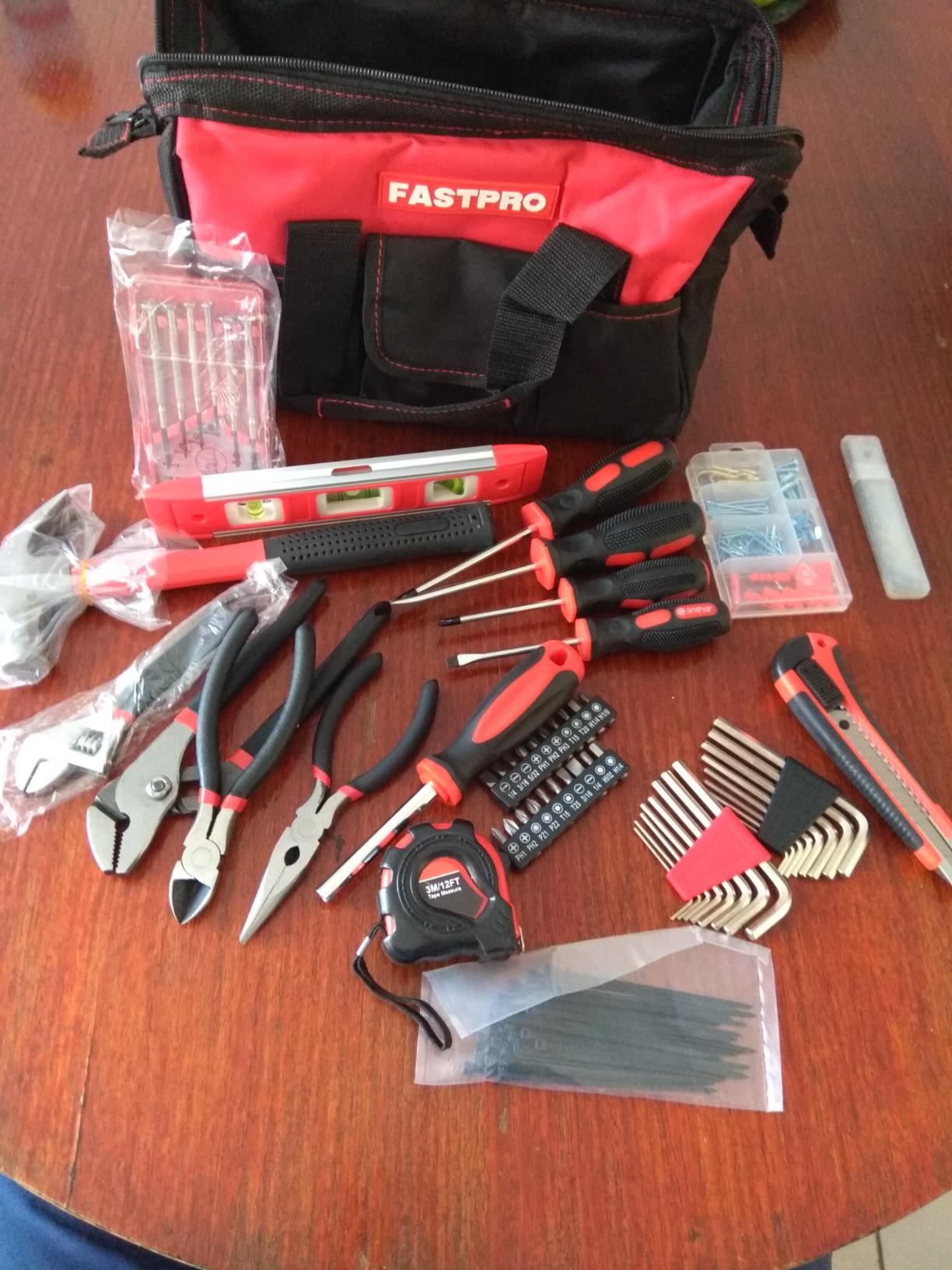 FASTPRO 215-Piece Home Repairing Tool Set with 12-Inch Bag, Red customer photo 1