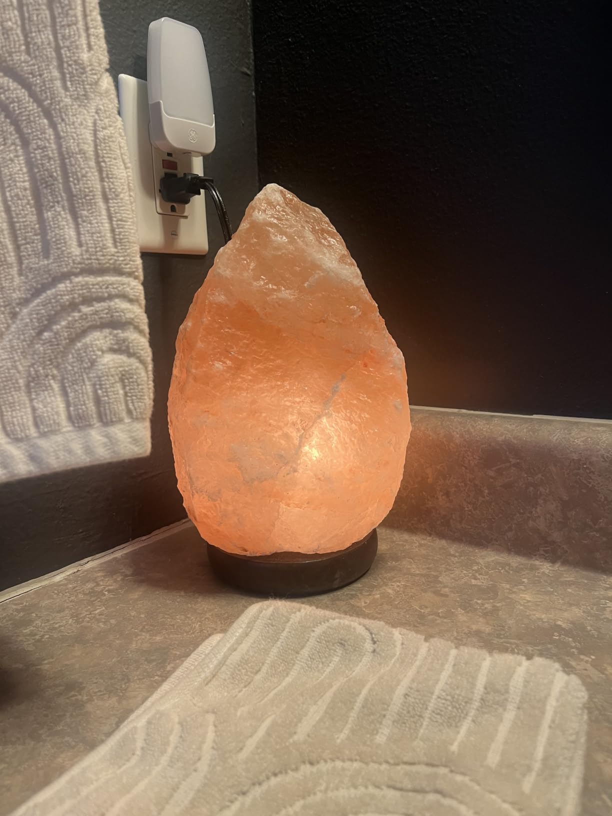Himalayan Salt Lamp for Bedroom Large 8-10 Inch Pink Salt Rock Lamp with Dimmer, Wooden Base & Spare Bulbs | Calming Ambient Night Light | Thoughtful Wellness Gift for Women, Home, or Office customer photo 2