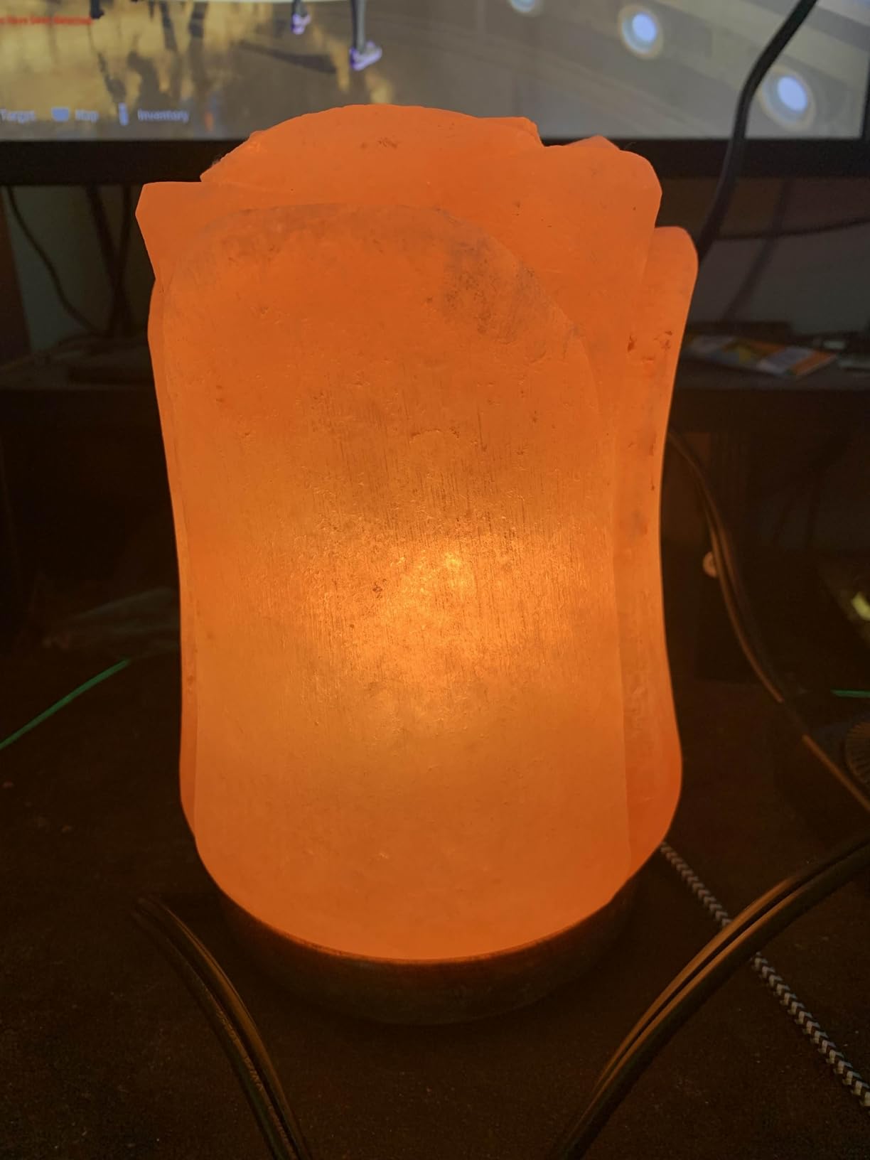 d'aplomb 100% Authentic Natural Himalayan Salt Lamp;Hand Carved Flower Rose | Crystal Rock Salt from Himalayan Mountains; Dimmer Cord (Pink Flower) customer photo 1