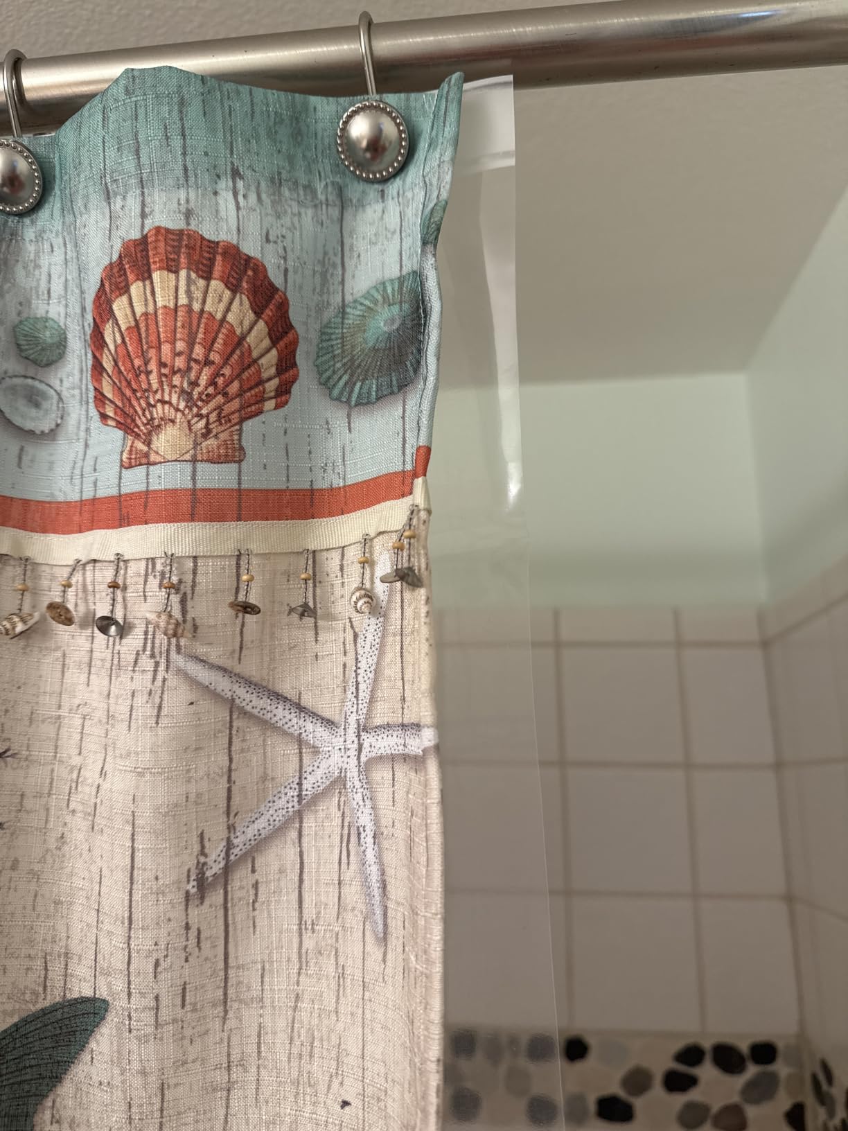 AmazerBath Plastic Shower Curtain Clear Premium PEVA, Clear Shower Curtain Heavy Duty 8G, Weighted Shower Curtains for Bathroom Accessories with 3 Big Stones and 12 Rustproof Grommets, 72x72 Inches customer photo 2